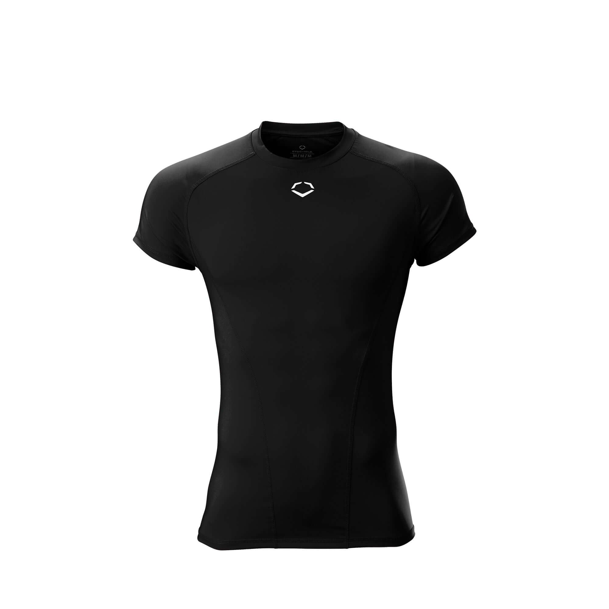 Evoshield Youth Compression Shirt in black, featuring moisture-wicking fabric and fitted design for optimal performance.