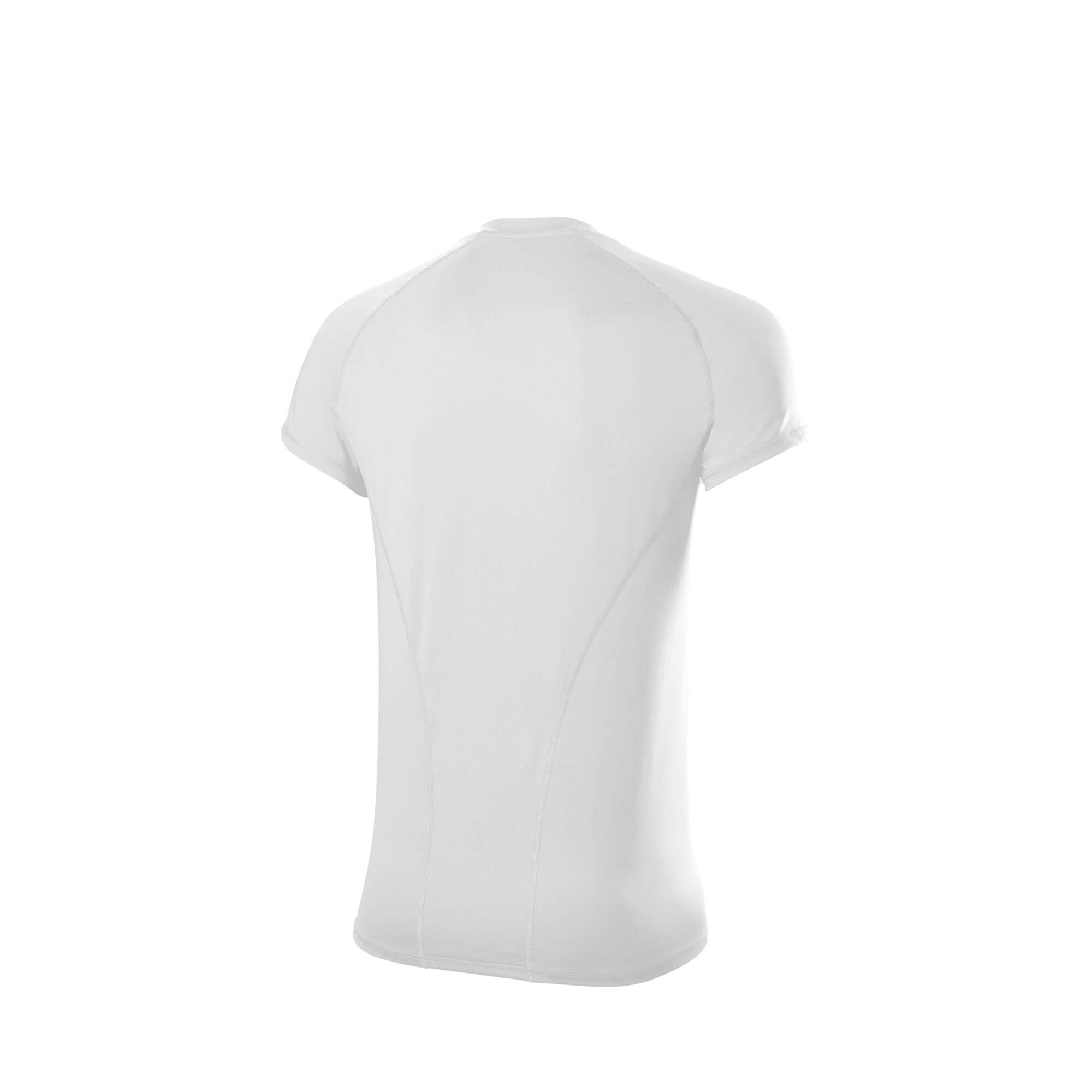 Evoshield Youth Compression Shirt in white, featuring a fitted design and moisture-wicking fabric for comfort during workouts.
