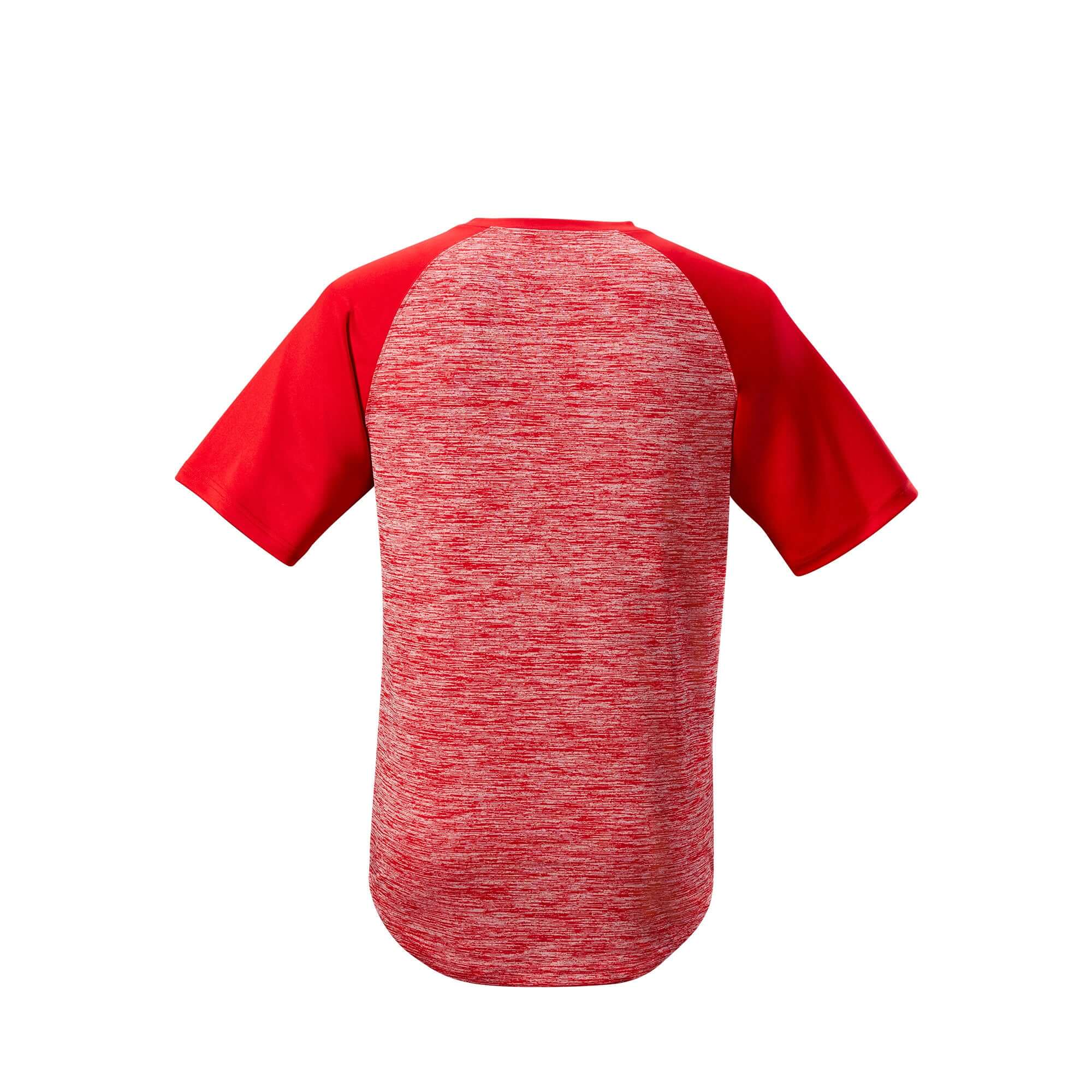 Evoshield Adult E304 Performance Pullover Tech Tee in scarlet with red sleeves, showcasing athletic fit and lightweight design.