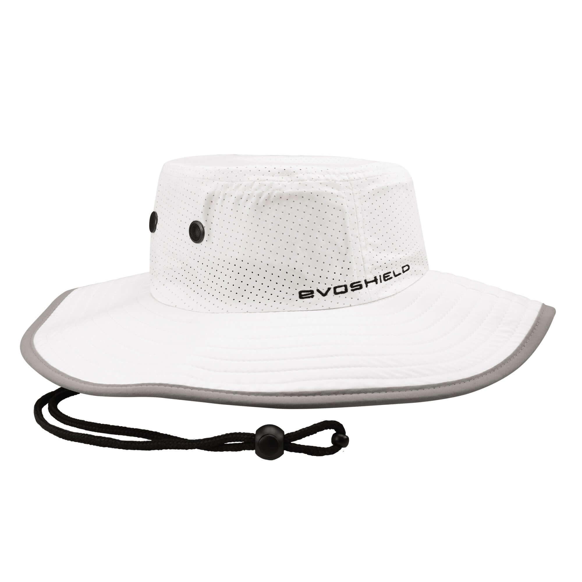 Evoshield Camo Bucket Hat White, front view with embroidered logo