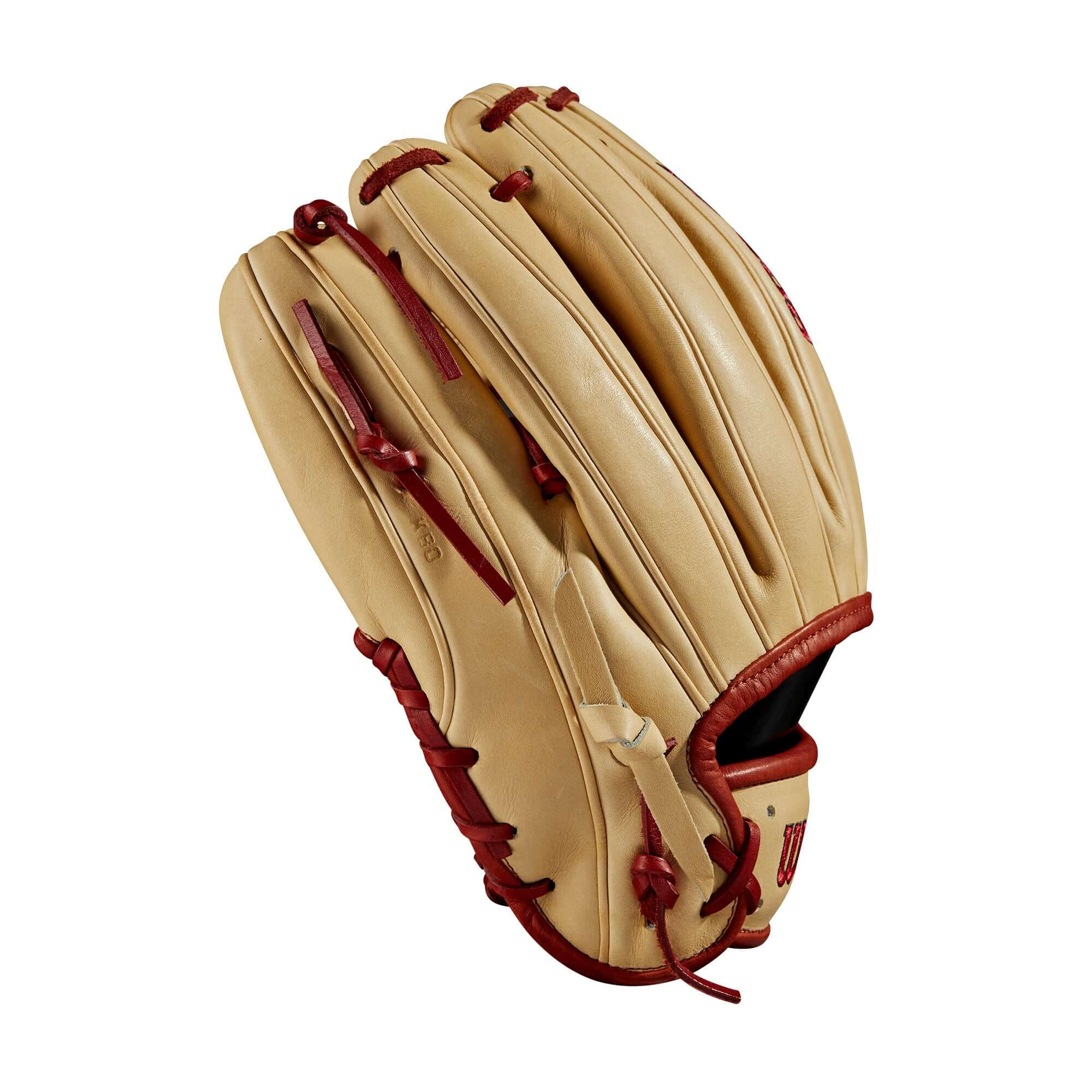Wilson A2000 1787 11.75" glove in Blonde and Red Pro Stock Leather for infielders, featuring ComfortPro Lining.