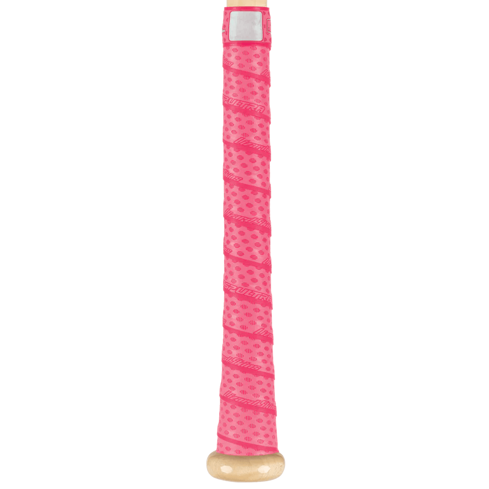 Lizard Skins DSP Ultra Bat Grip in neon pink, featuring textured surface and pre-cut ends for easy installation.