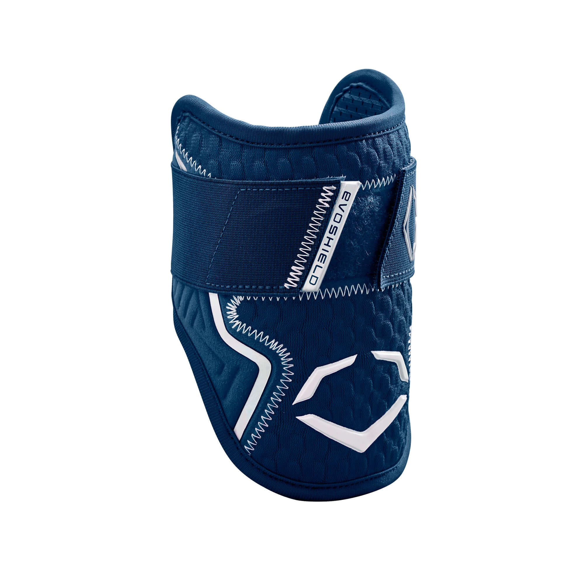 Navy Evoshield Pro-SRZ 2.0 Batter's Elbow Guard with Gel-to-Shell Technology for custom fit and increased coverage.