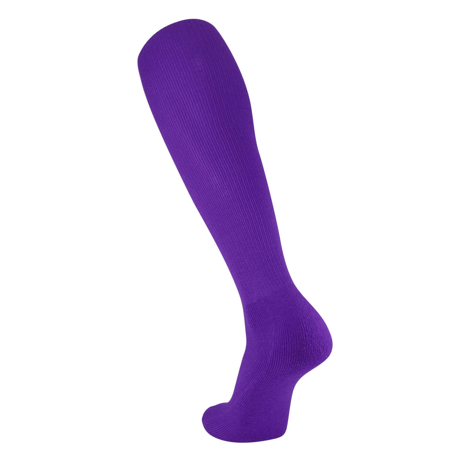 TCK Tube Sock in vibrant purple, over-calf design with ribbed texture for comfort and style in sports activities.