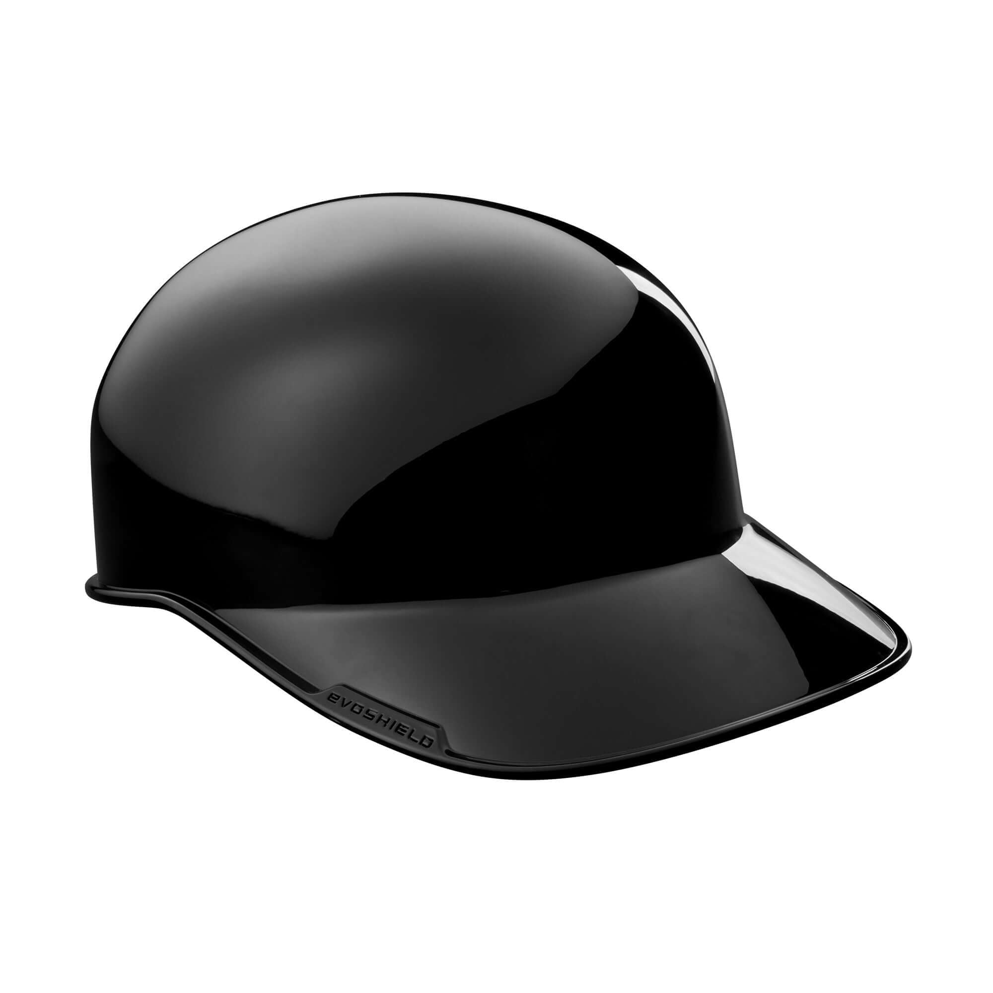 Evoshield PRO-SRZ Skull Cap, side view showing semi-gloss finish in black with comfort foam padding visible.