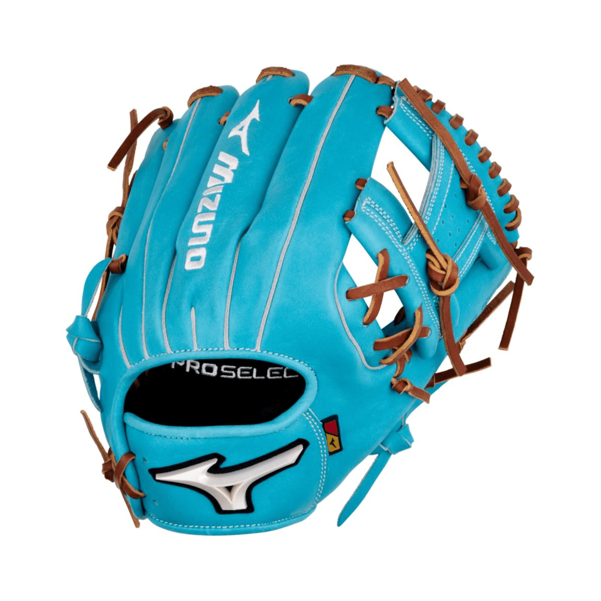 Back view of Mizuno GPS-42R Pro Select 11.5" RH Blue glove with pro-level lace and 3D silicone logo