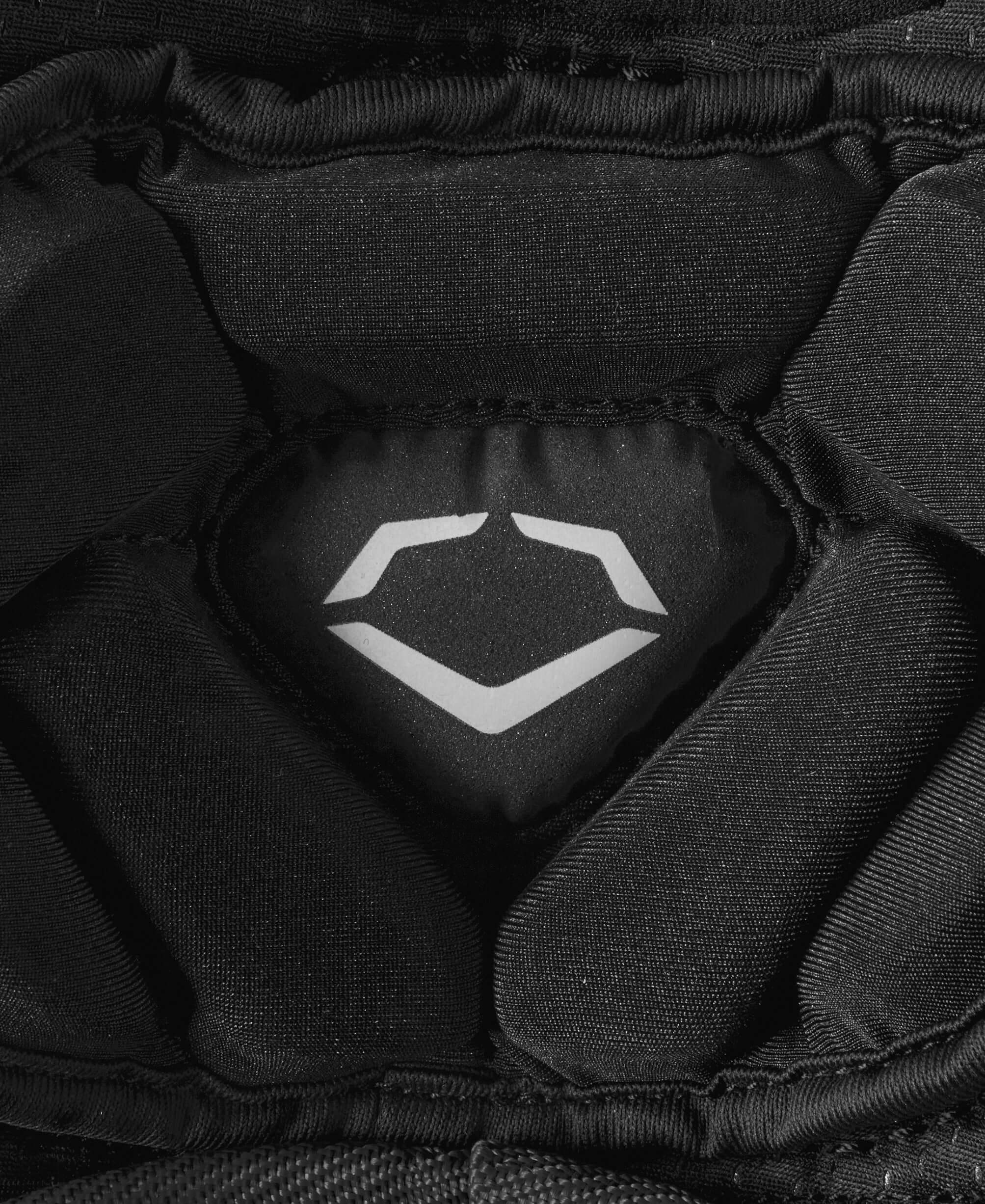 Close-up of the inner padding design of Evoshield Pro-SRZ 2.0 Baseball Leg Guards, showcasing protective materials.