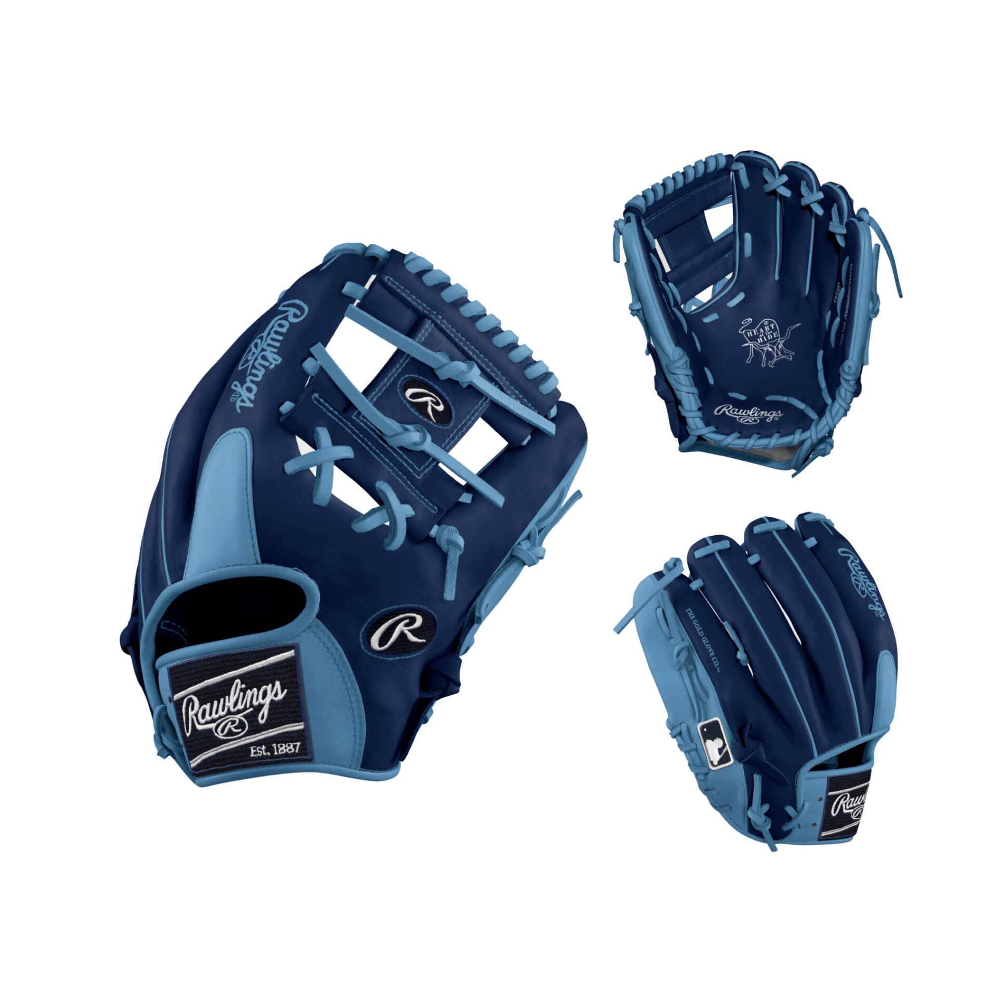 Rawlings Custom Heart of the Hide 11.5" Col. Blue/Royal INF Glove with unique design and craftsmanship, perfect for infield play.