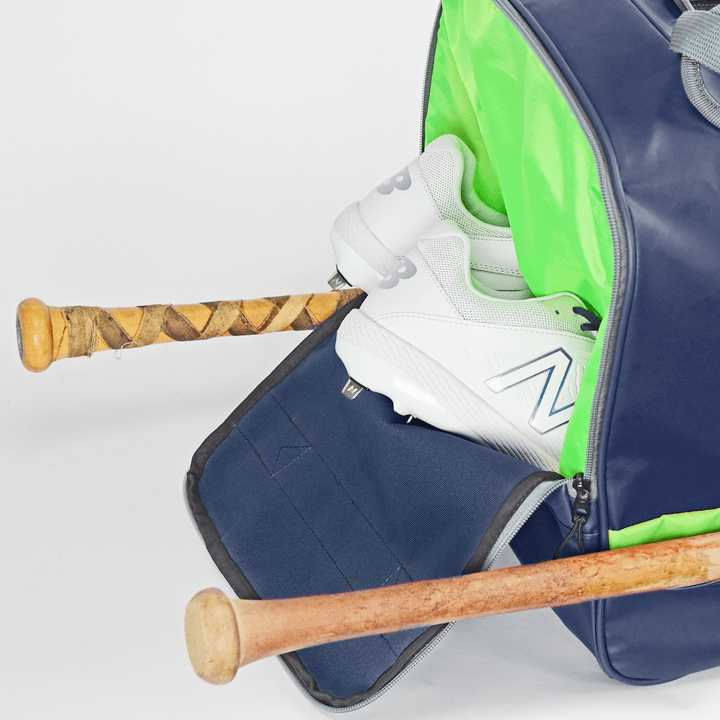 Side view of All-Star S7 Elite Player Duffle displaying shoe compartmen