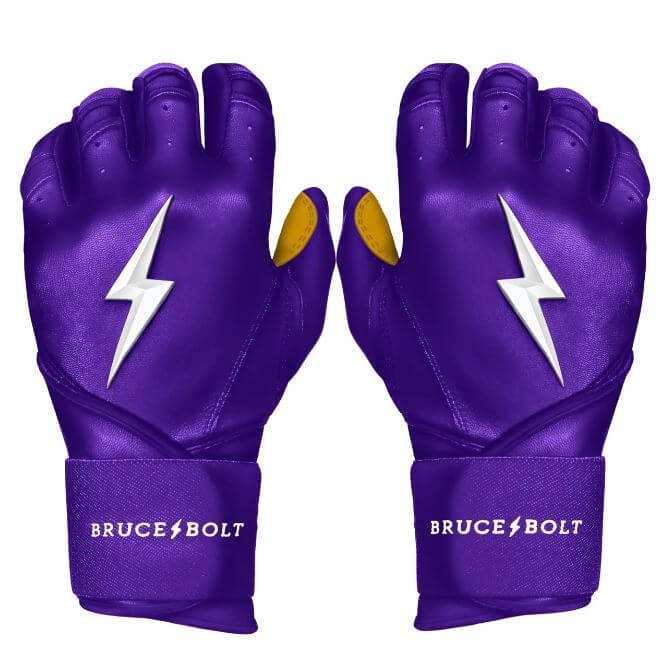 Bruce Bolt Premium Pro Long Cuff Batting Gloves - Purple