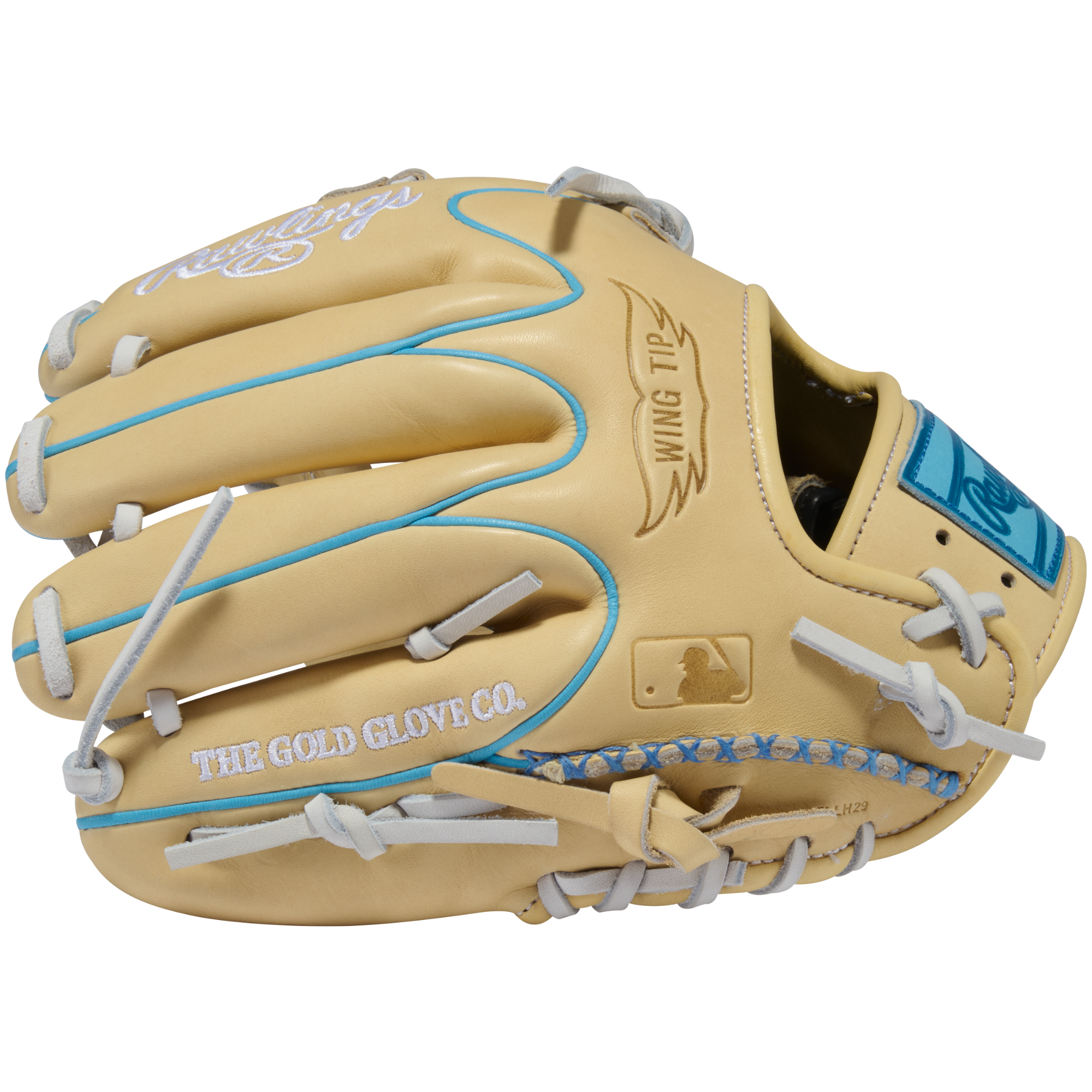Rawlings PROR204W-1CCB Baseball Glove fingers view showing the 11.5-inch wing tip pattern