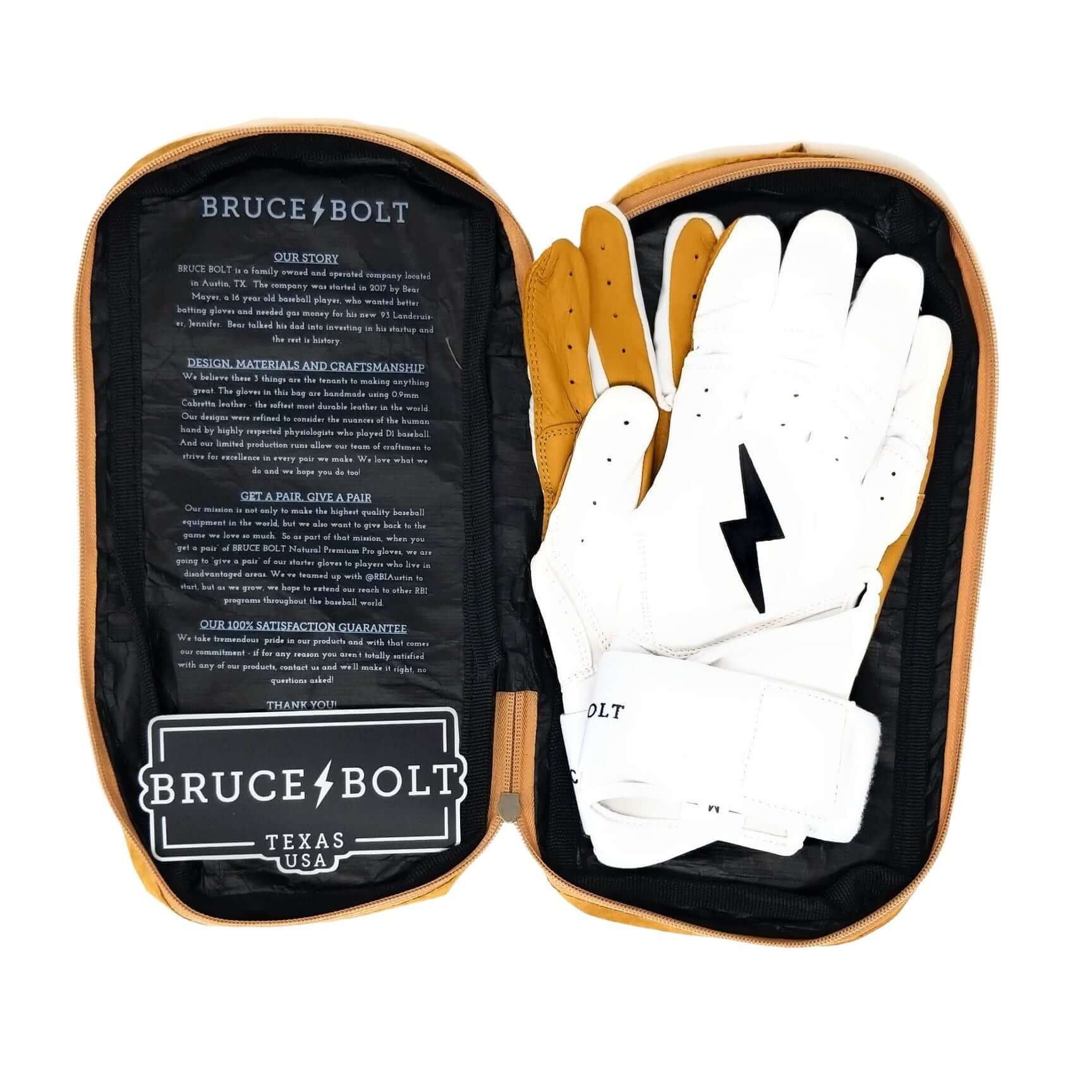 Bruce Bolt Premium Pro Long Cuff Batting Gloves in White