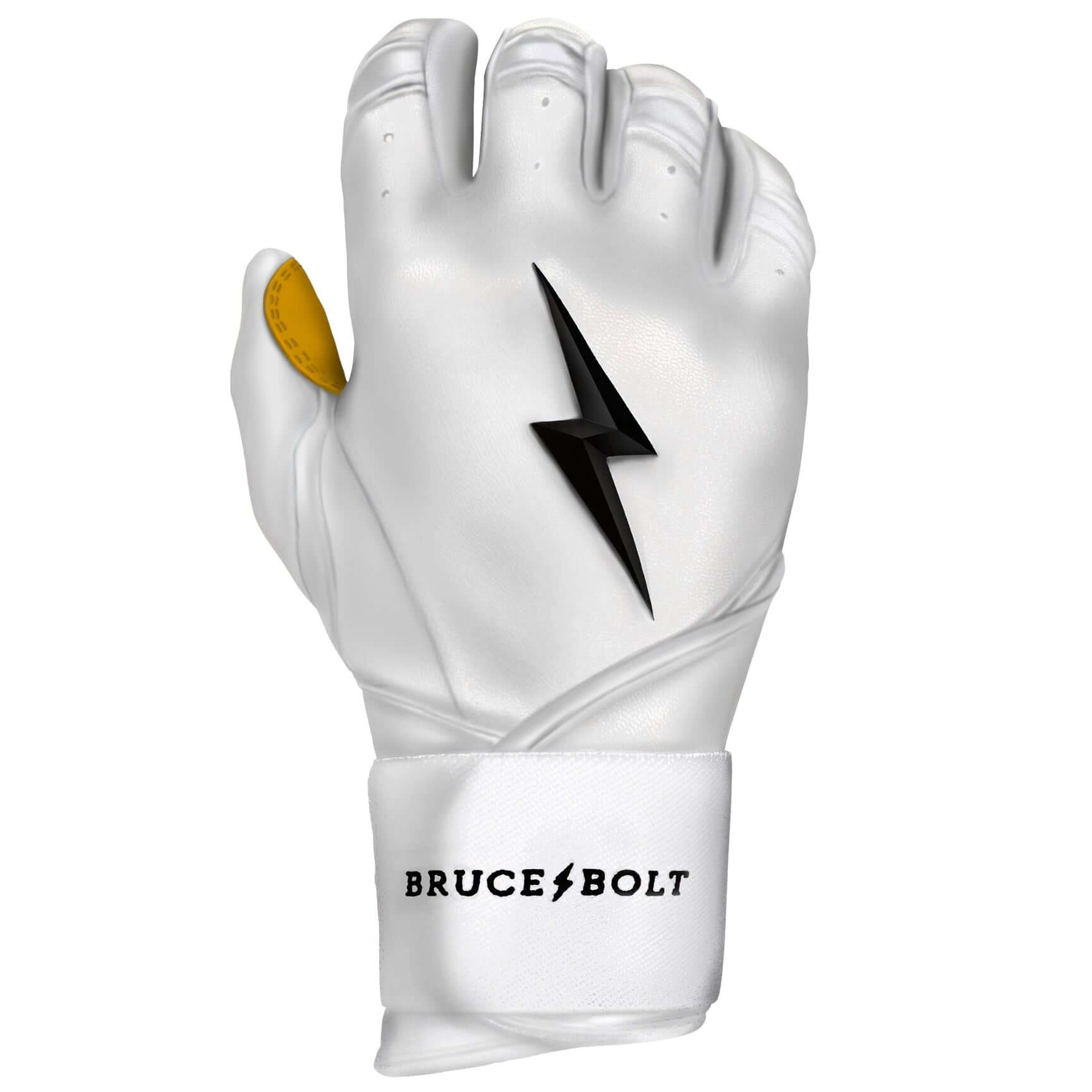 Bruce Bolt Premium Pro Long Cuff Batting Gloves in White