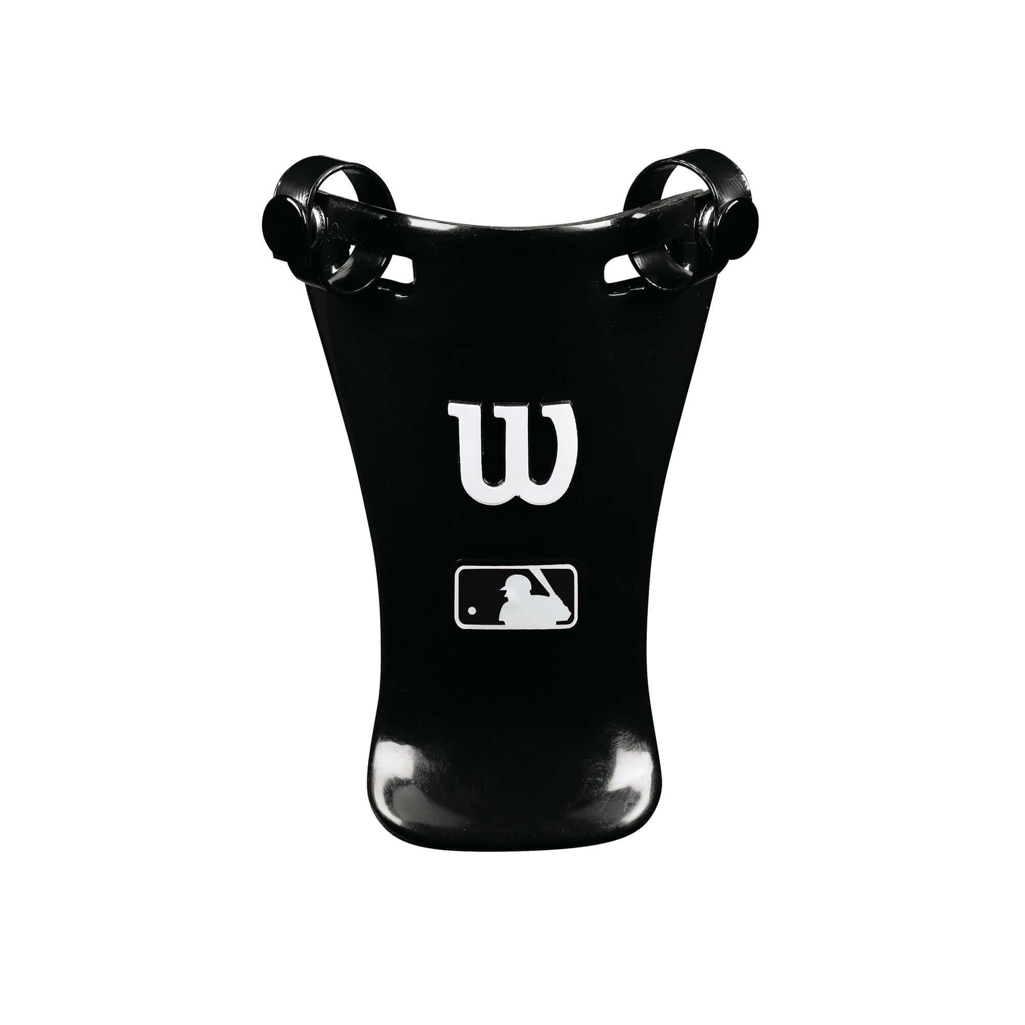 Wilson 6" black throat protector for hockey masks, designed for enhanced neck protection during play.