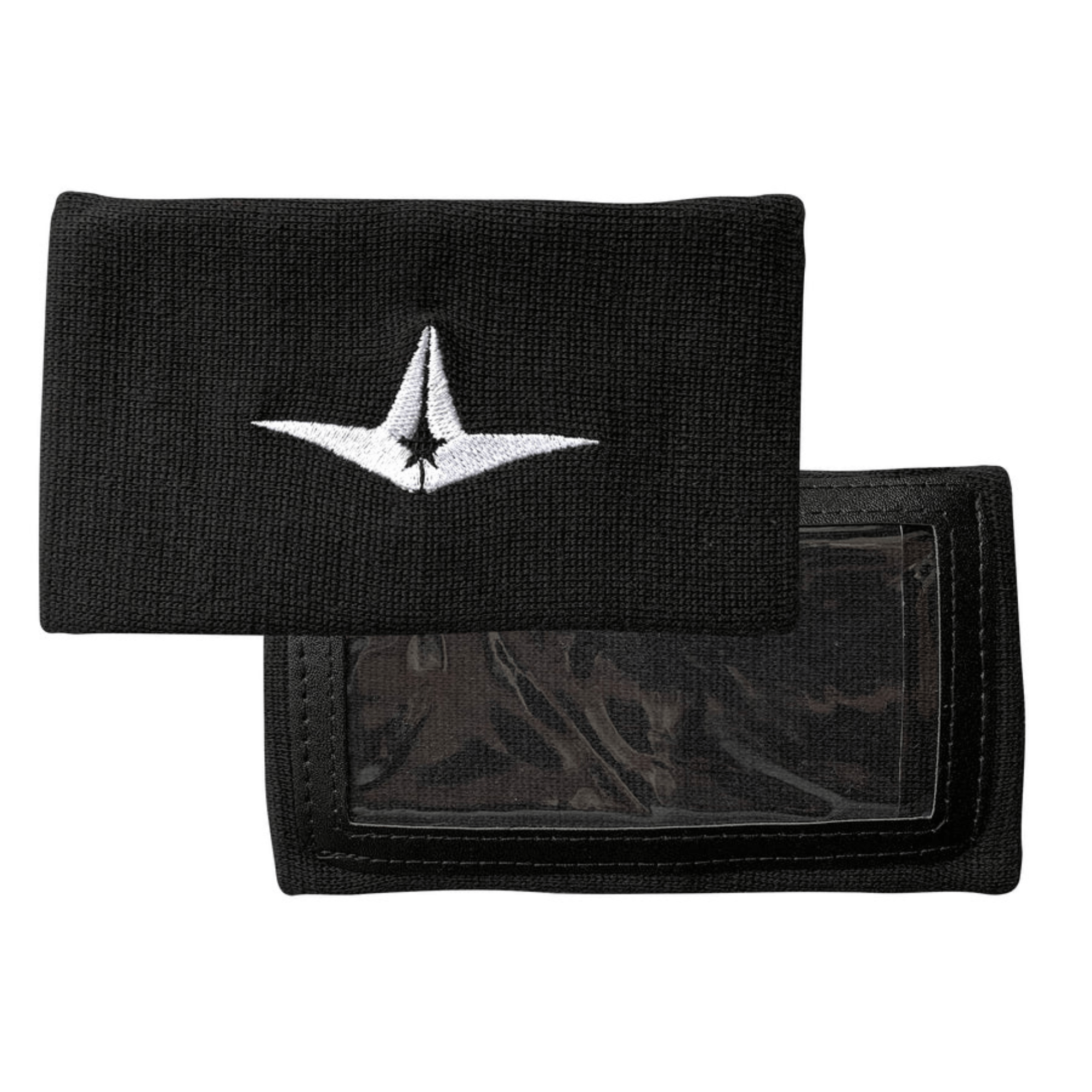 All-Star catcher's window wristband in black, featuring a clear single window for pitch/play card storage.