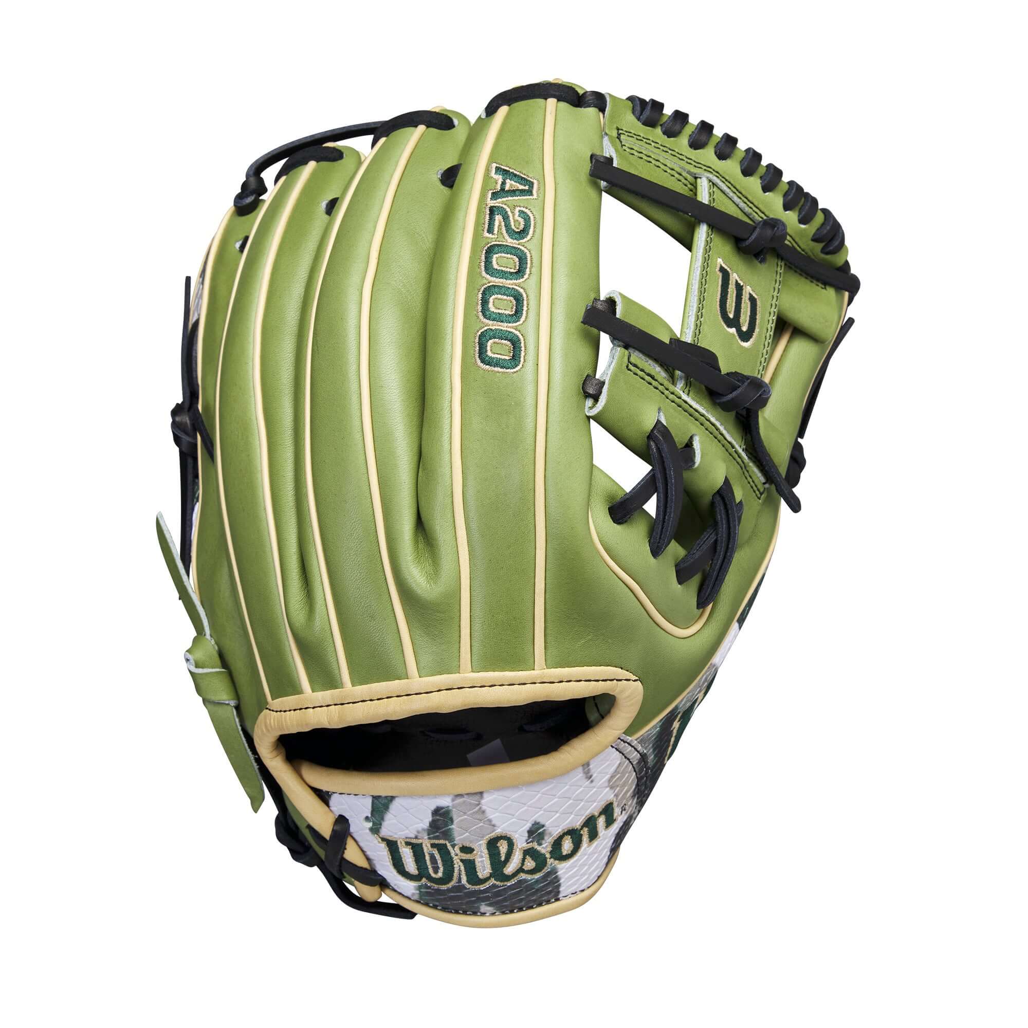 Wilson A2000 Glove November 2023 Military Honor 11.75" with Olive Green leather and camouflage accents.