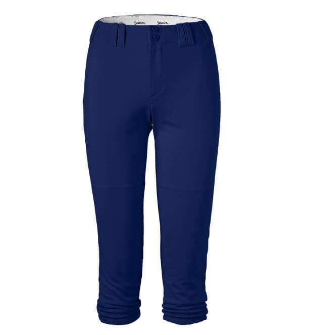 Intensity Woman Low Rise Pick Off Loop Pant in Navy, featuring YKK snaps, elastic waistband, and durable double-knit fabric.