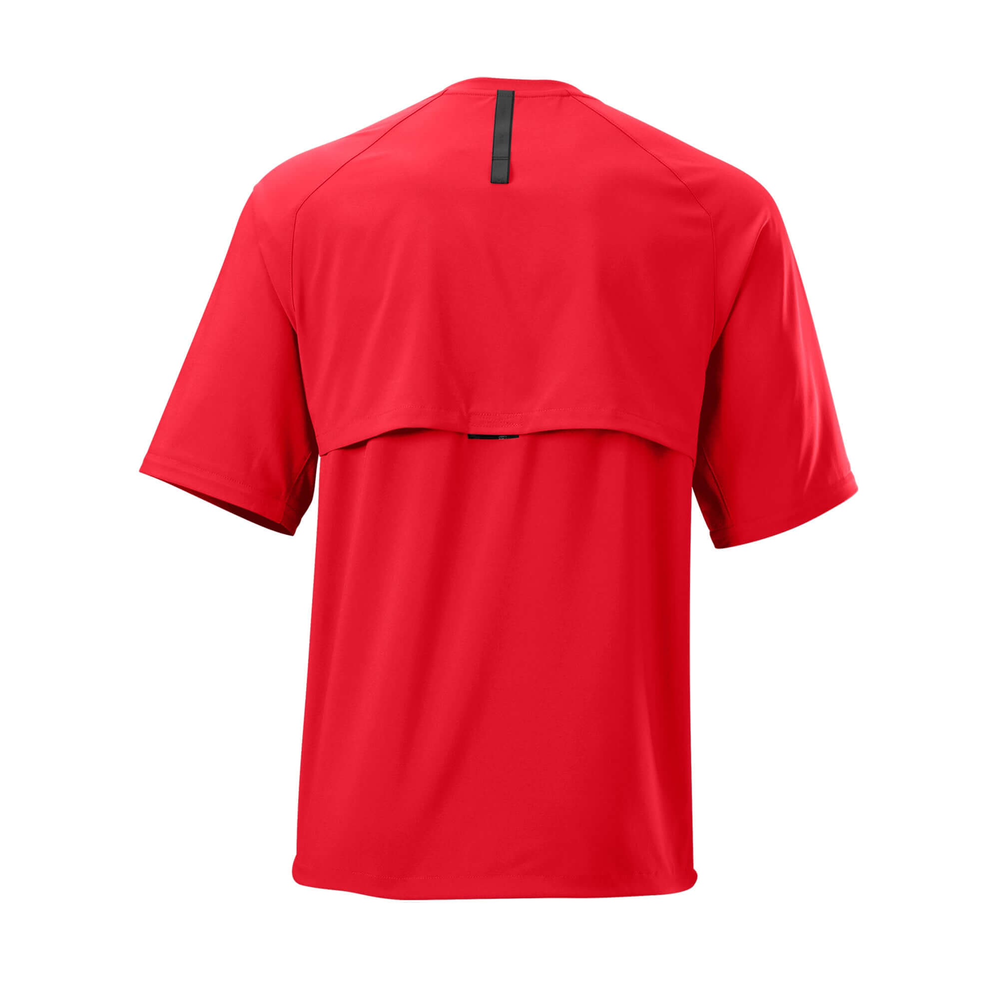Evoshield Adult Long Sleeve BP Jacket in scarlet, showcasing removable sleeves and a relaxed fit from the back view.