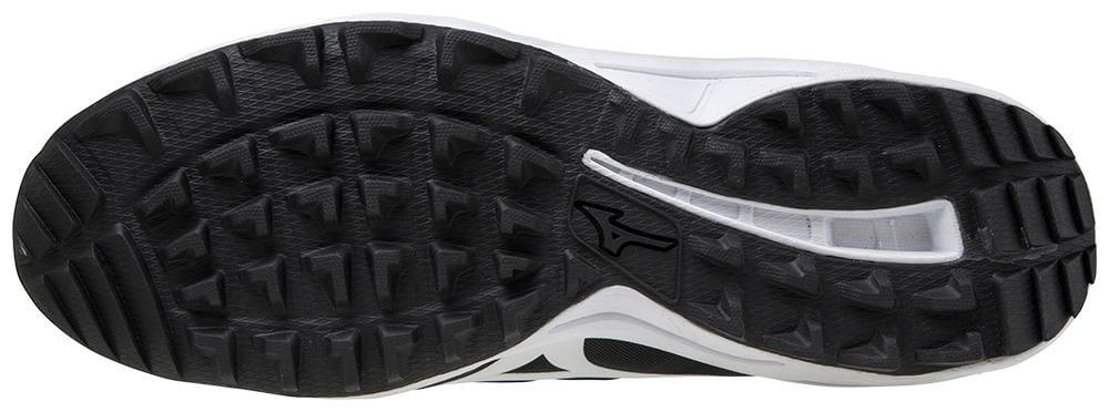 Mizuno Ambition 2 Men's Turf Shoe black-white outsole design showcasing multi-directional studs for optimal grip on various surfaces.