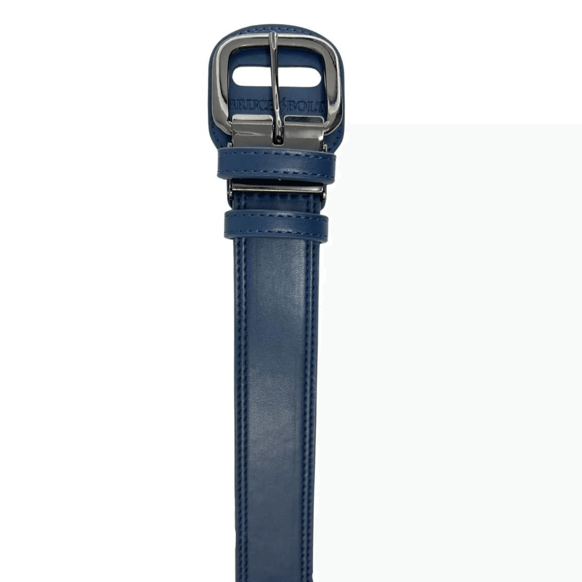 Bruce Bolt Adjustable Belt in Navy with a sleek metal buckle and high-quality synthetic leather design.
