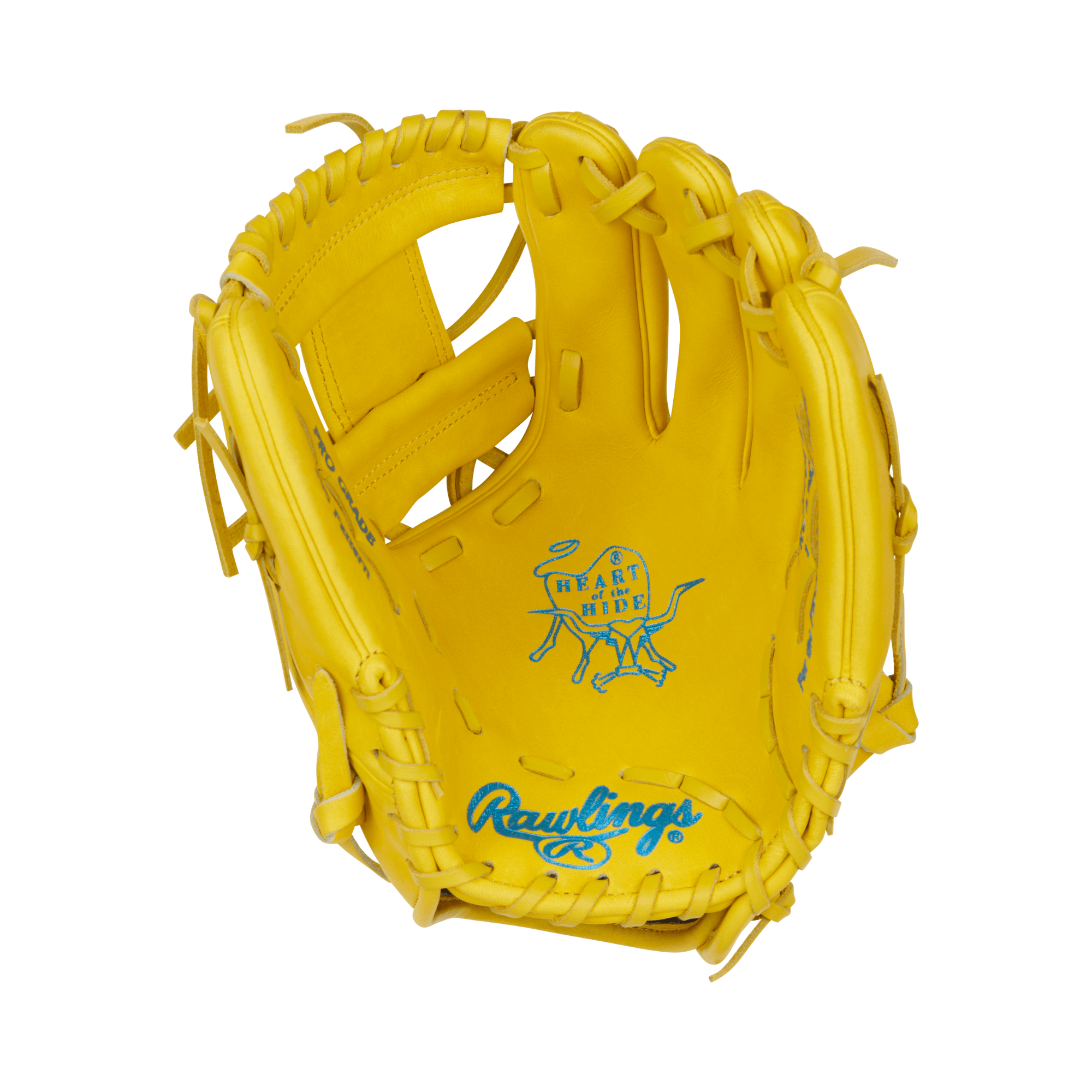 Palm view of the Rawlings 11.5'' Infield Glove showcasing factory break-in Heart of the Hide leather for game readiness