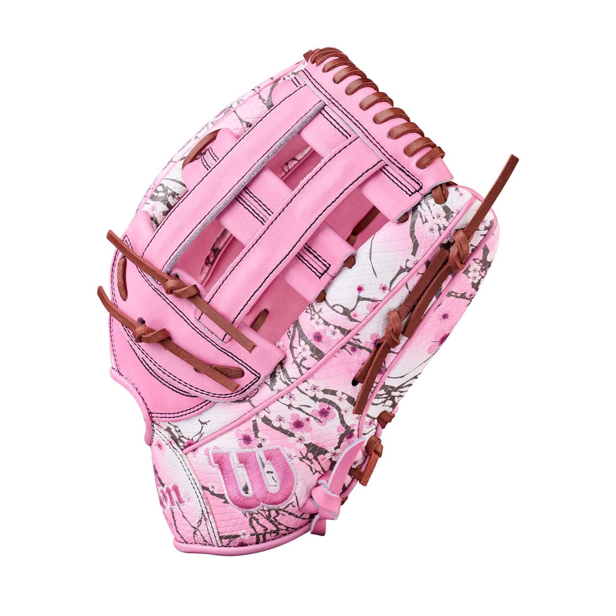 Wilson Glove of the Month September 2025 A2000 1799 MJ Melendez GM Pink Baseball Glove with floral design.