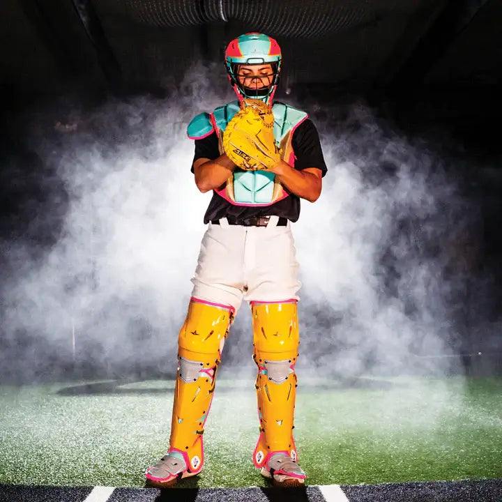 All-Star MVP-Pro Short Fuse Catcher's Kit | Saved By The Bell Limited Edition | Yellow/Pink/Seafoam (Small) front view
