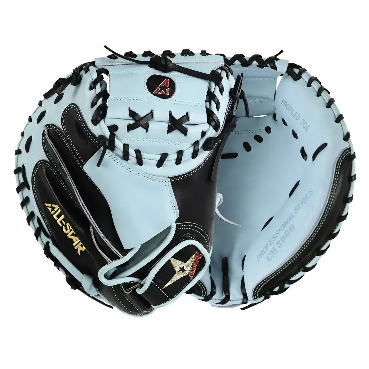 All-Star Pro-Elite™ Professional Catching Mitt 34" Black & Sky Blue