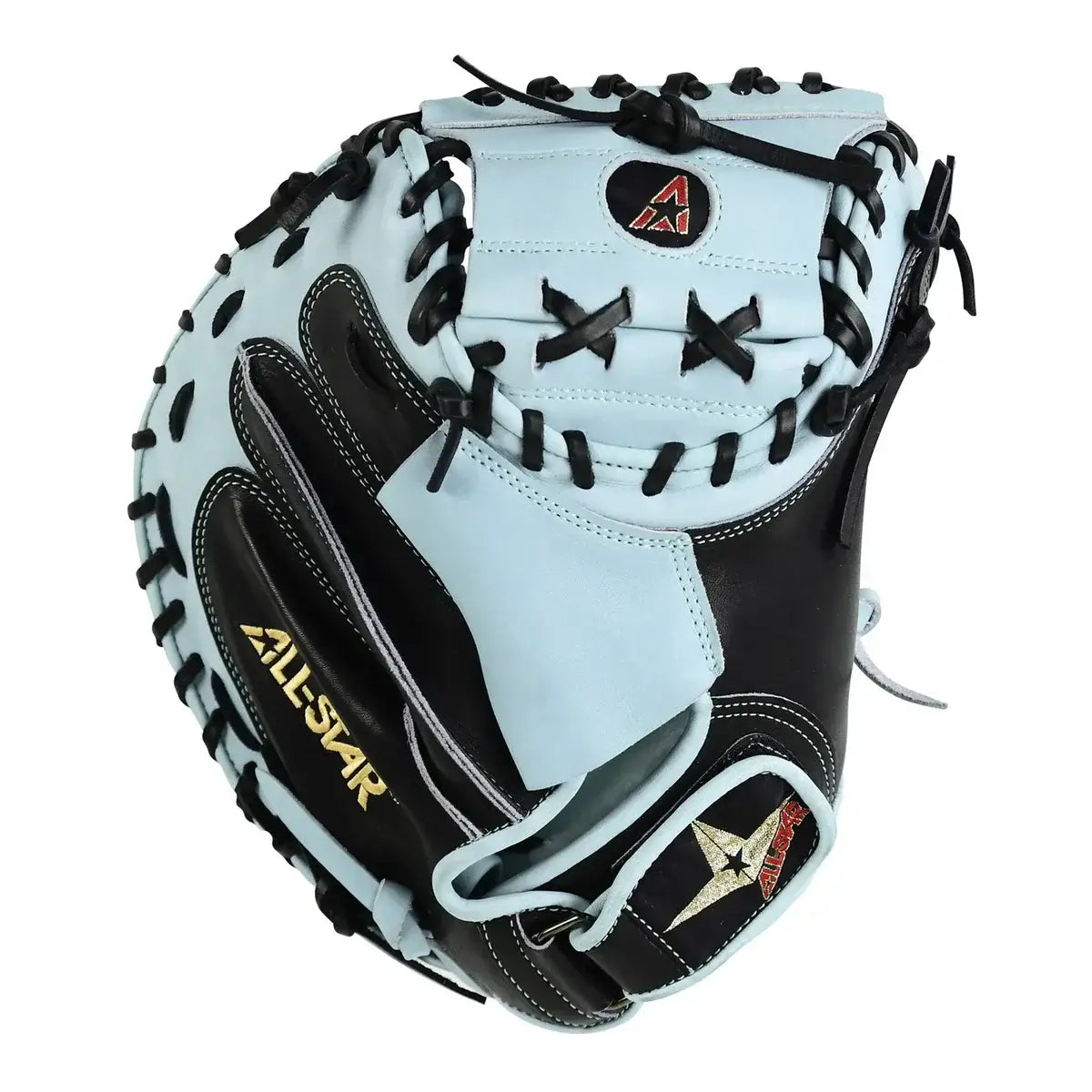 All-Star Pro-Elite™ Professional Catching Mitt 34" Black & Sky Blue