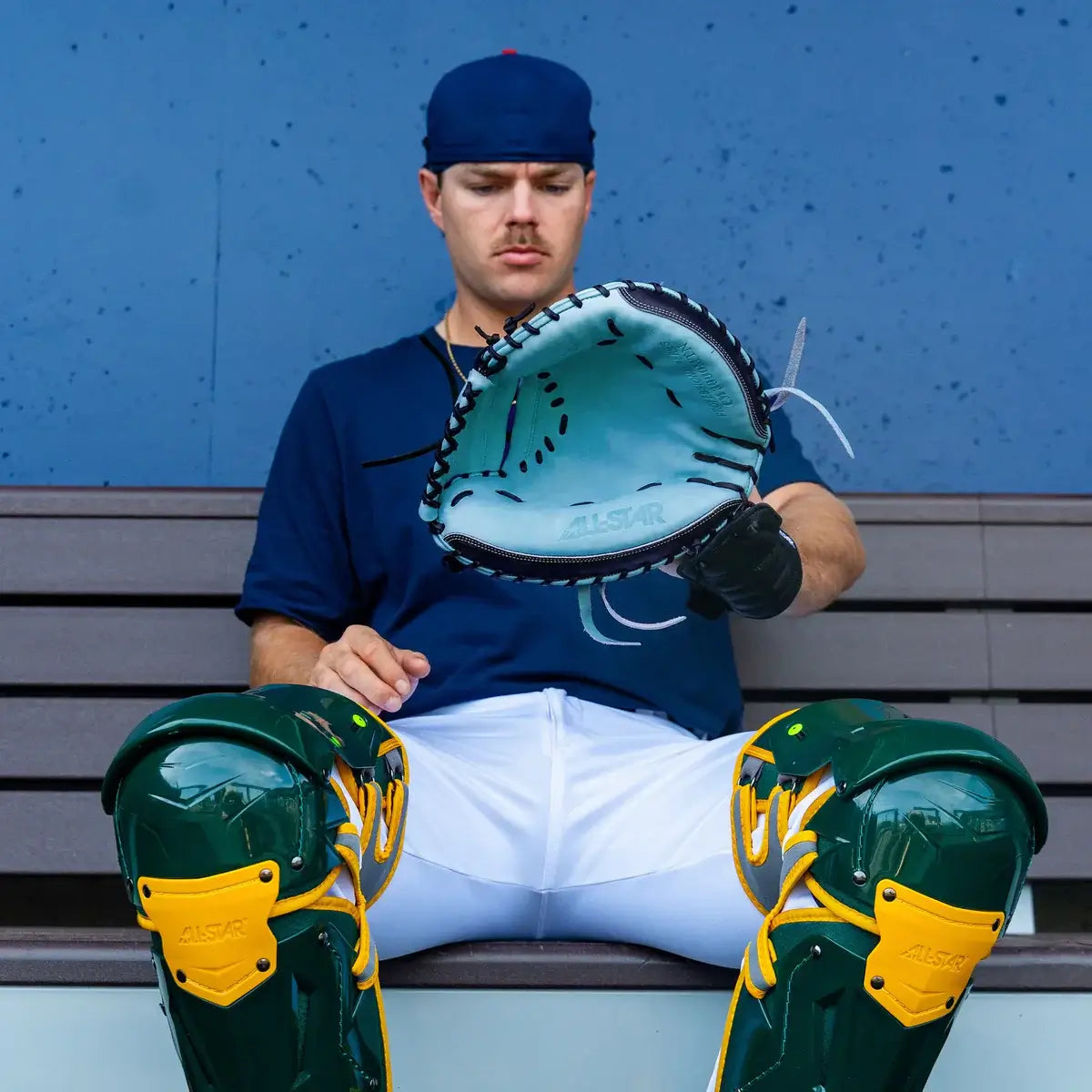 All-Star Pro-Elite™ Professional Catching Mitt 34" Black & Sky Blue