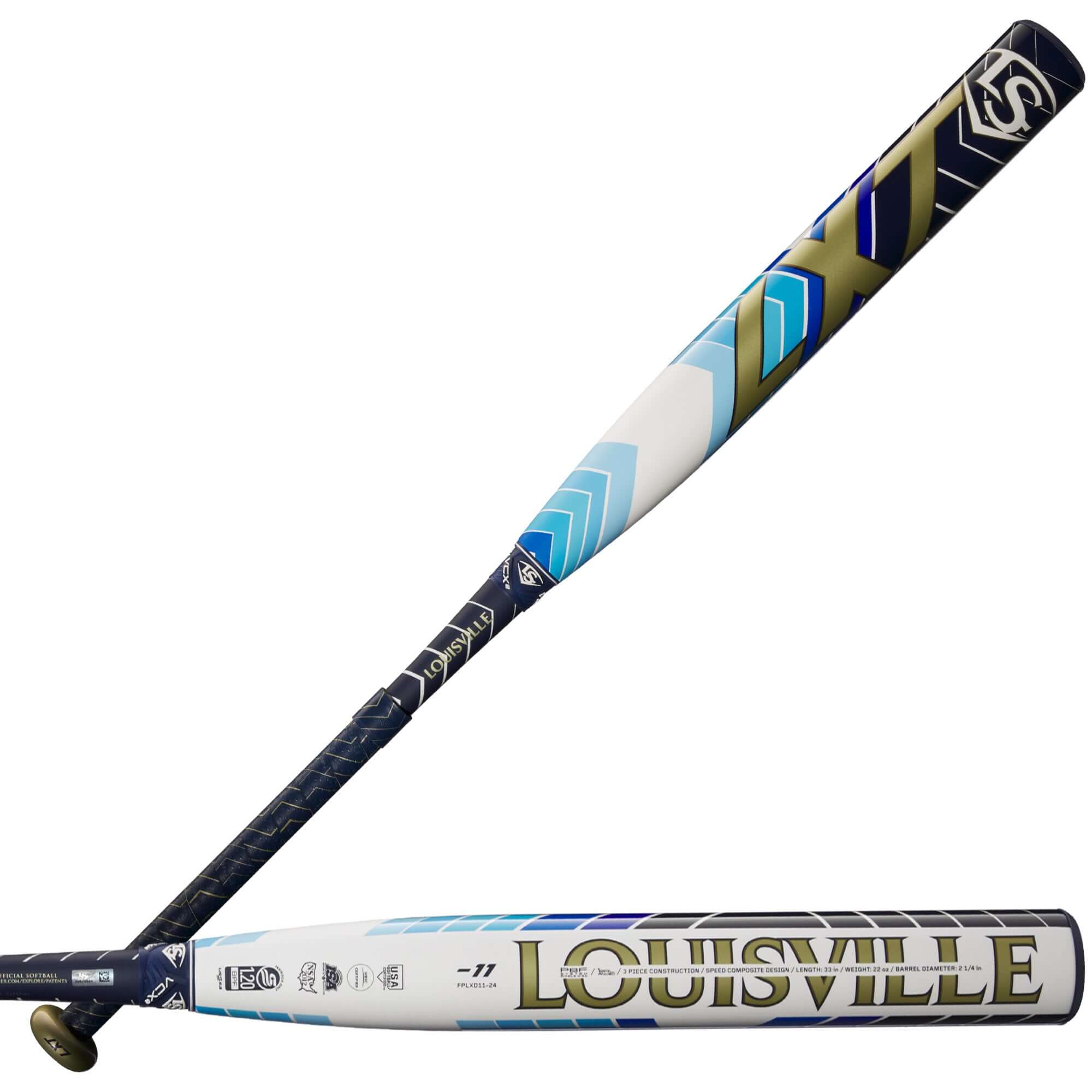 Louisville Slugger 2024 LXT (-11) Fastpitch Bat showcasing its sleek design and Speed Composite technology.