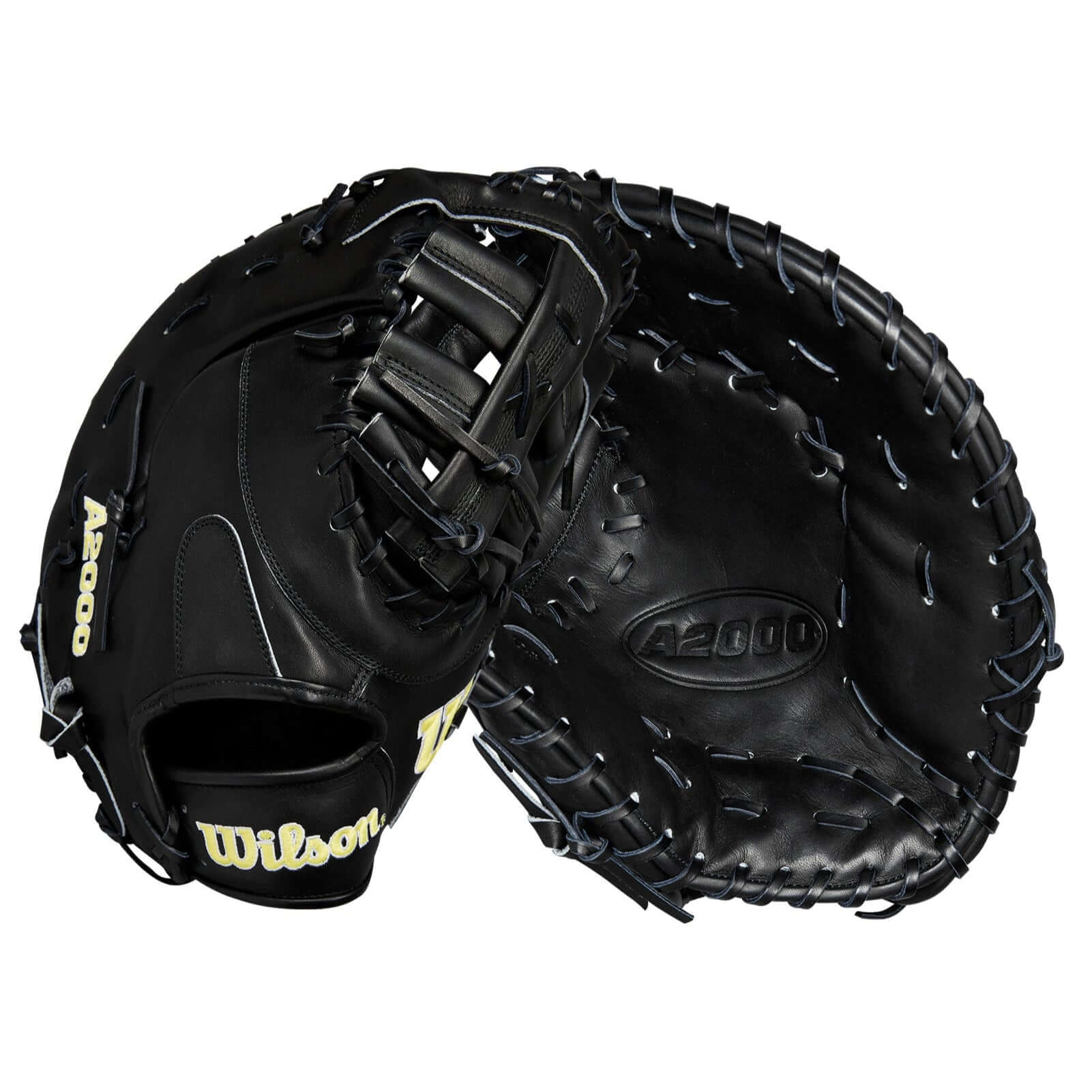 Wilson A2000 1679 black first base mitt for left-hand throw, 12.5 inches, designed for enhanced control and performance.