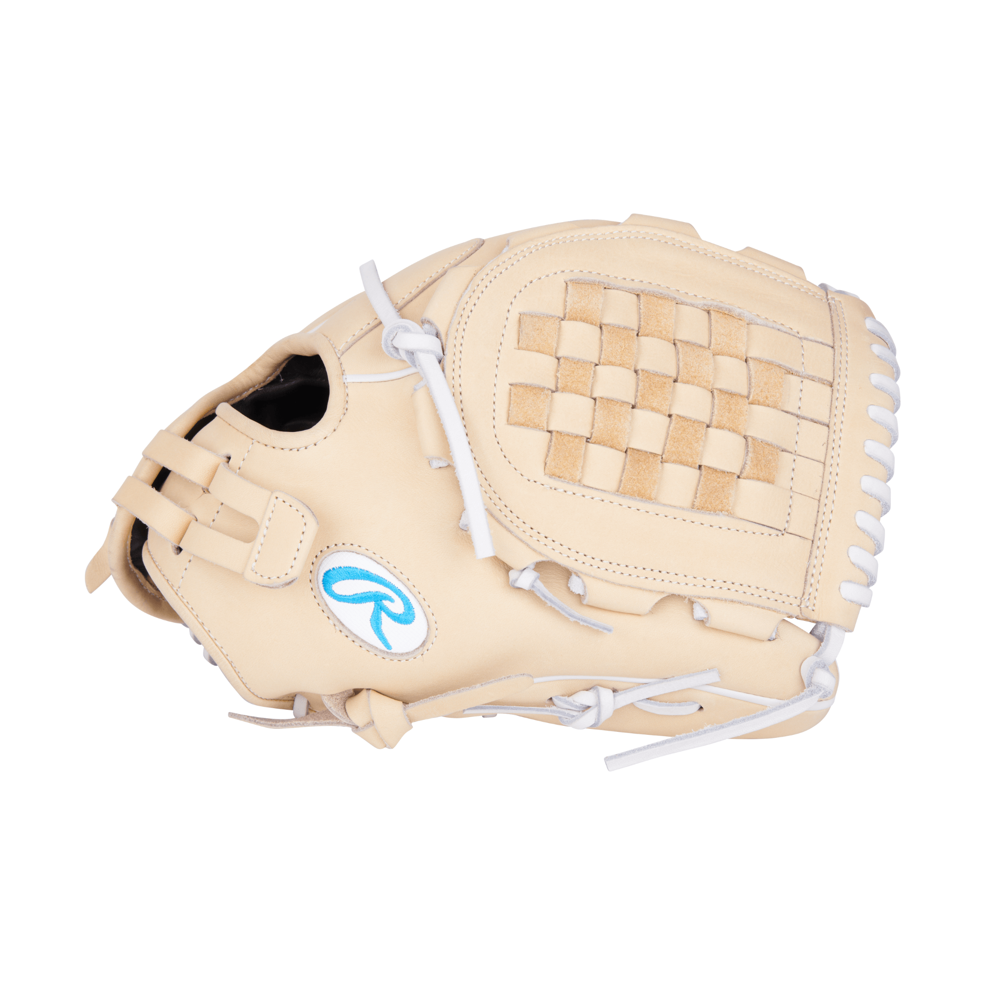 Rawlings Heart of the Hide 12.5-inch softball glove featuring beige leather and a secure wrist strap.
