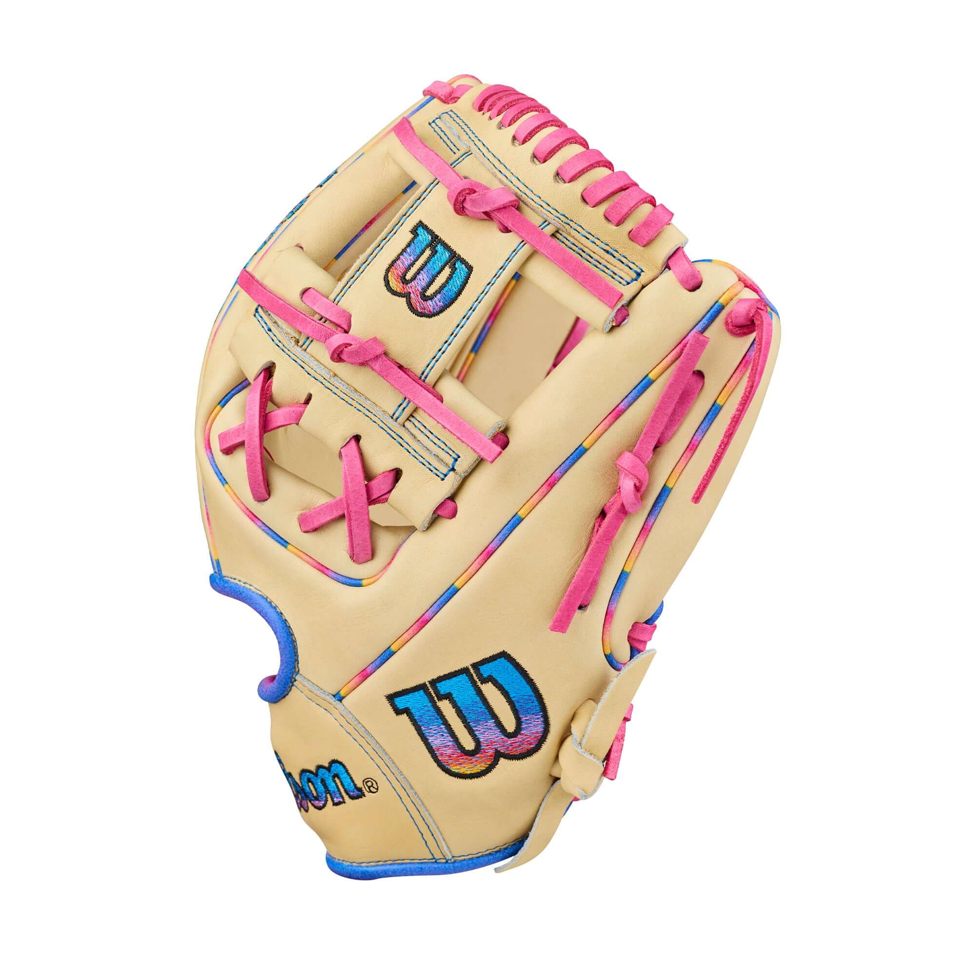 Wilson 2026 Love the Moment A2000 1786 11.5" Infield Baseball Glove with colorful design and Autism Speaks collaboration.