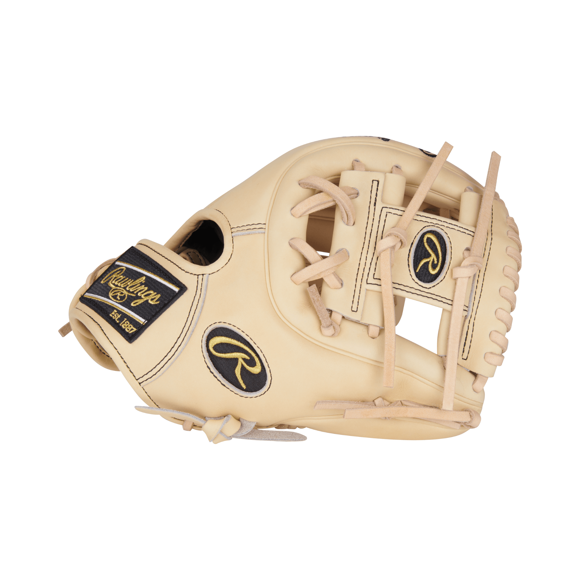 Rawlings Heart Of The Hide 11.25" camel baseball glove with leather design and high-quality stitching.