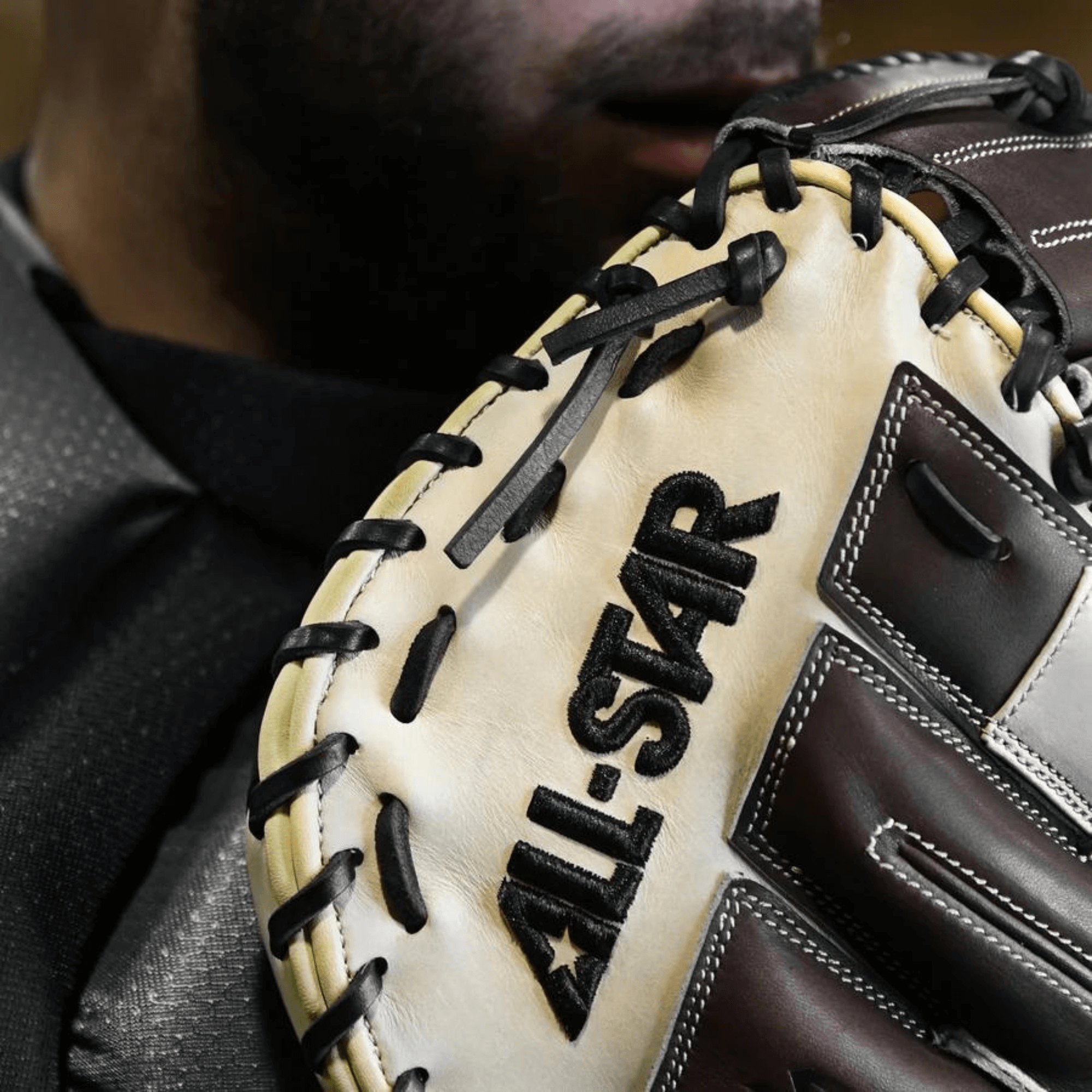 Close-up of All-Star S7 ELITE™ Catcher's Mitt showcasing premium rawhide and deep pocket design for professional performance.