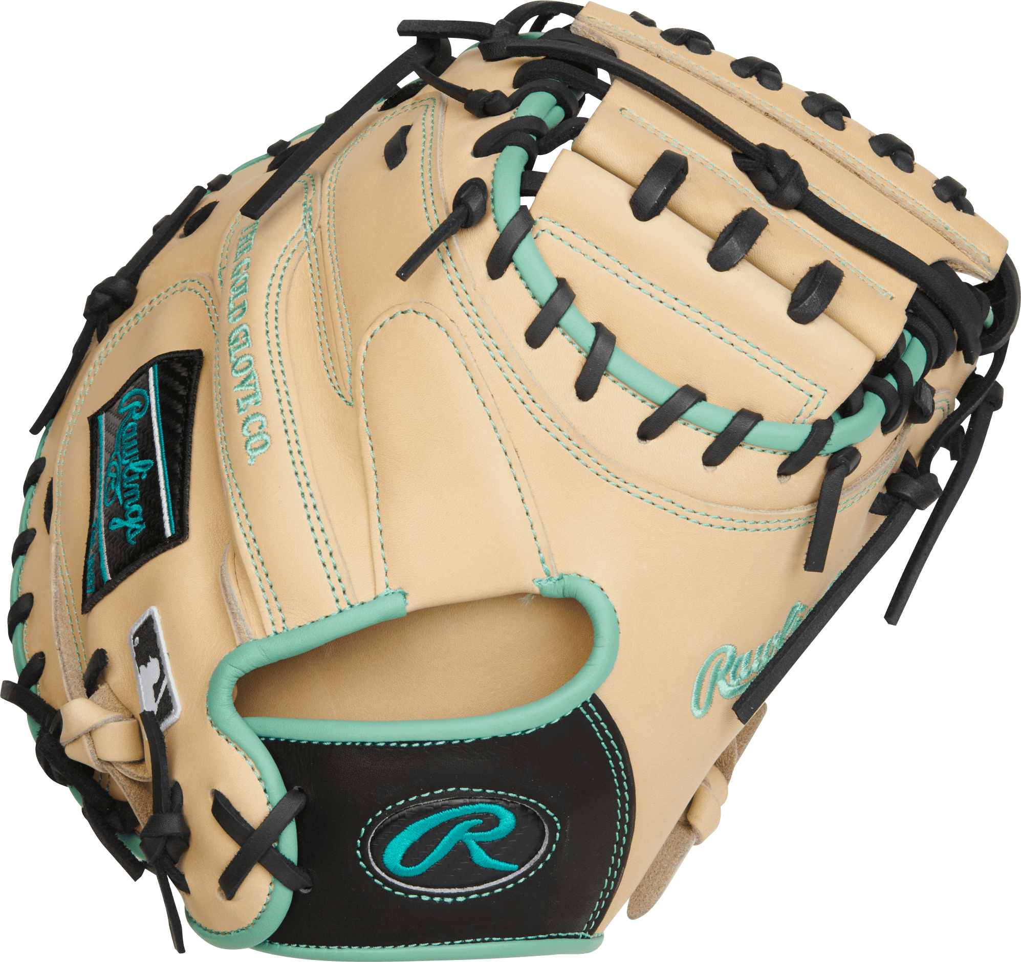 Rawlings May 2023 Gold Glove Club Heart of the Hide 33 Catcher's Mitt, black and teal, durable leather.