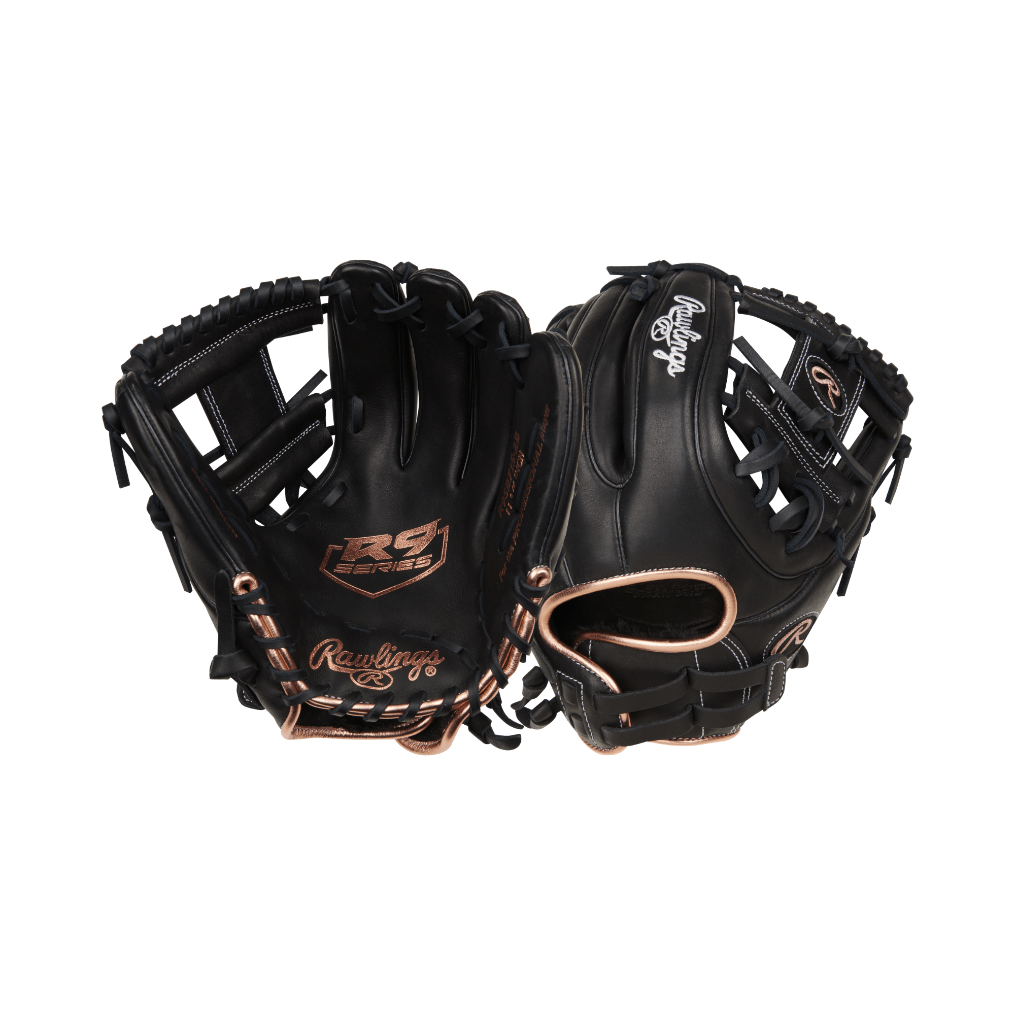 Rawlings R9 Series Black 11.75-inch Softball Glove for right-hand throwers, featuring Pro I web design.