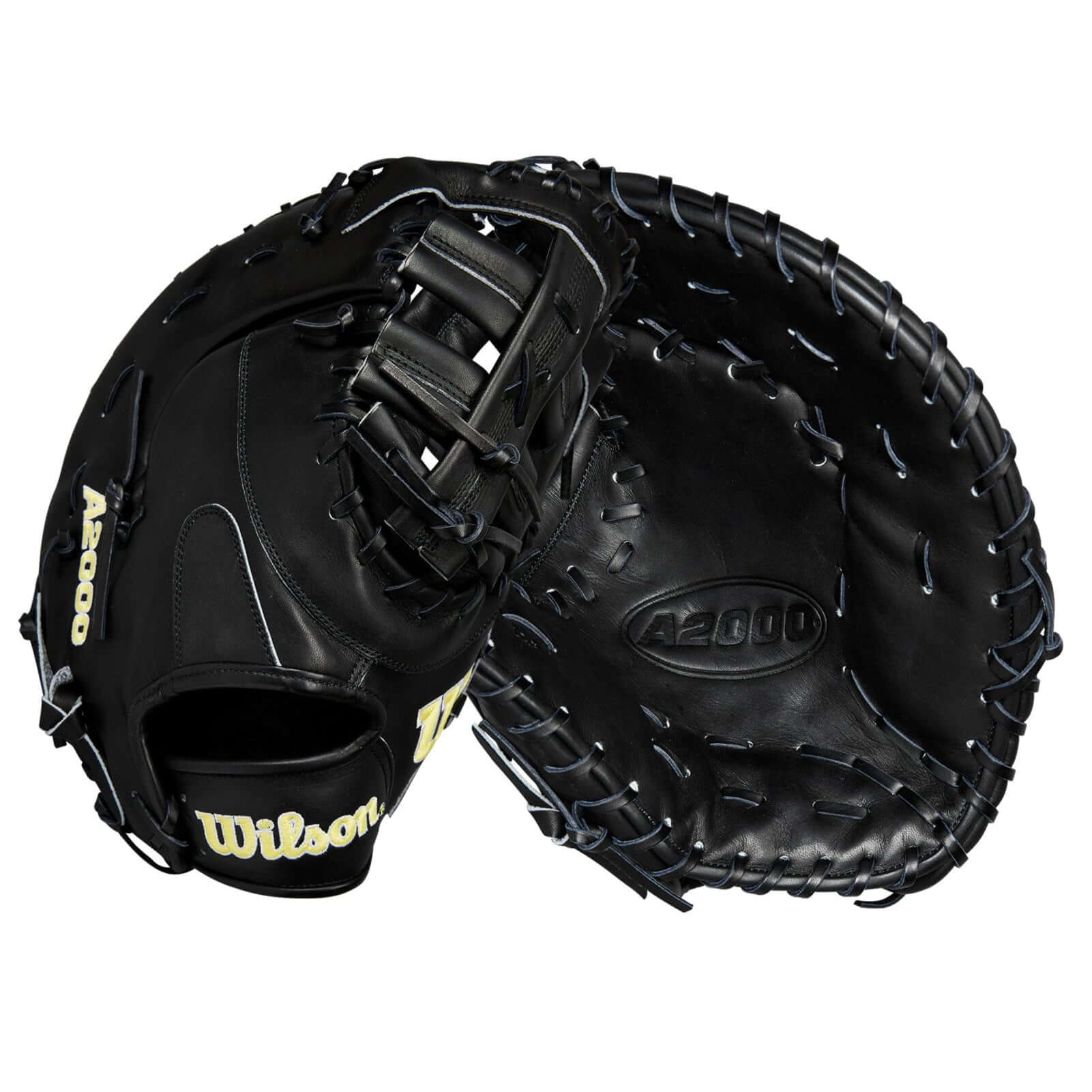 Wilson A2000 1679 Black 12.5" First Base Mitt for baseball, featuring single break point design and deep pocket.