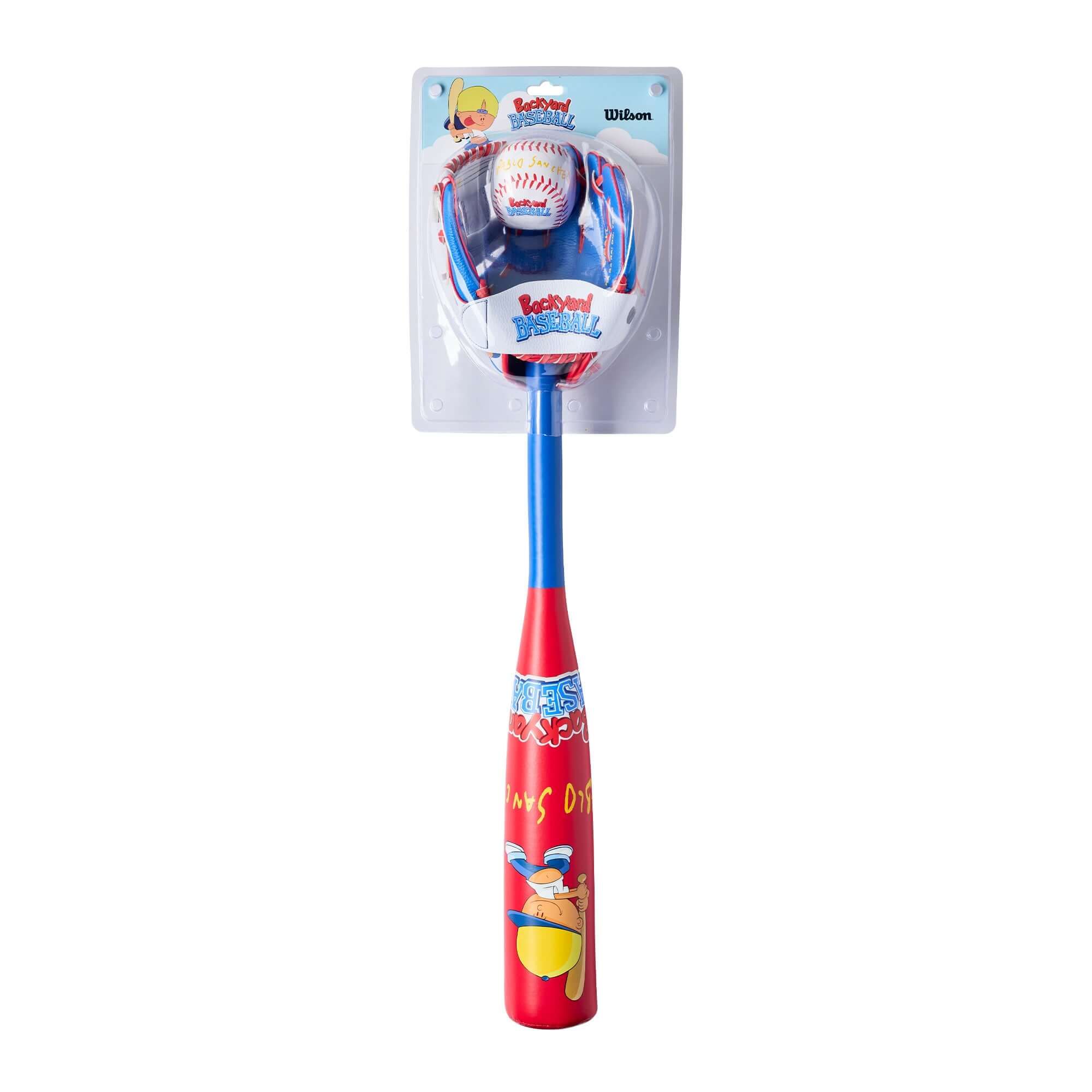 Wilson BYB A200 Glove Bat Ball Combo in Royal/Yellow for kids - fun baseball equipment set.