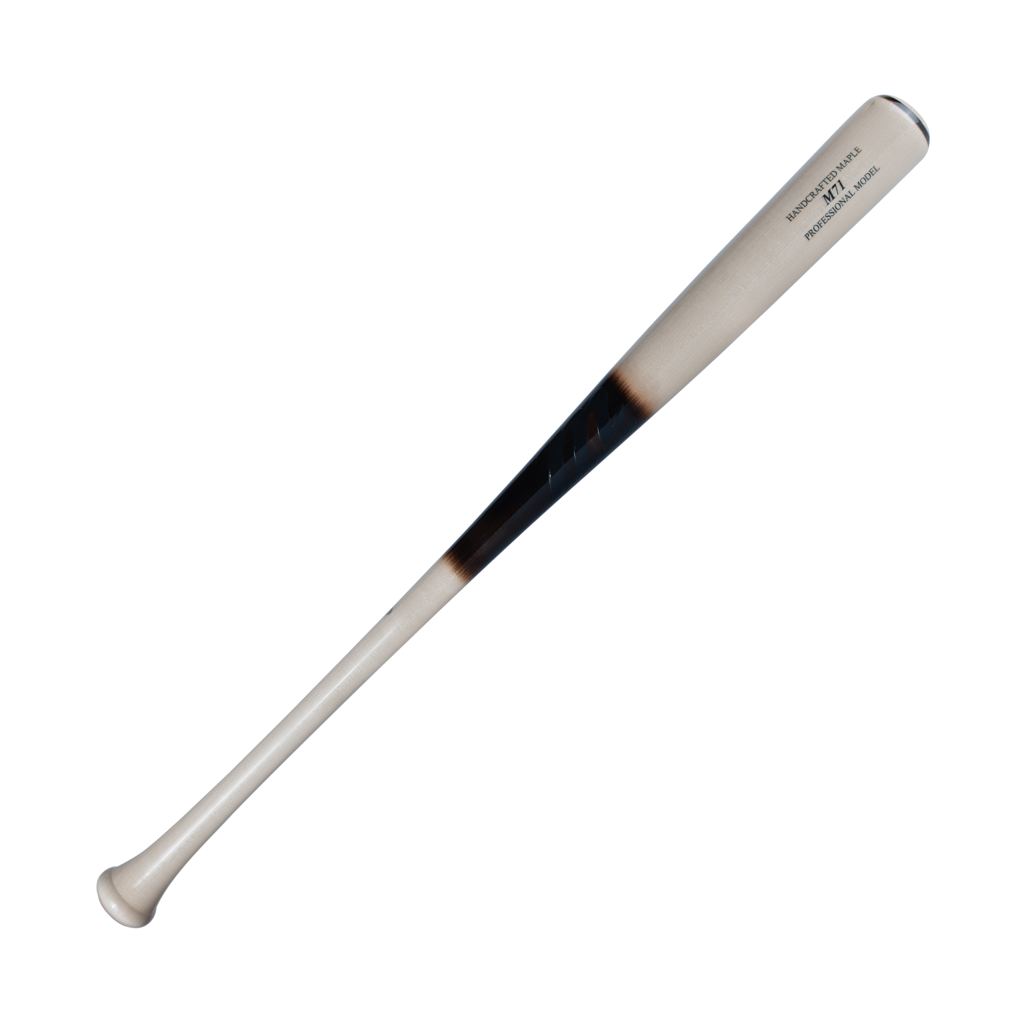 Marucci M71 Pro Model wood bat featuring a narrow barrel, tapered knob, and thin handle for optimal control and balance.