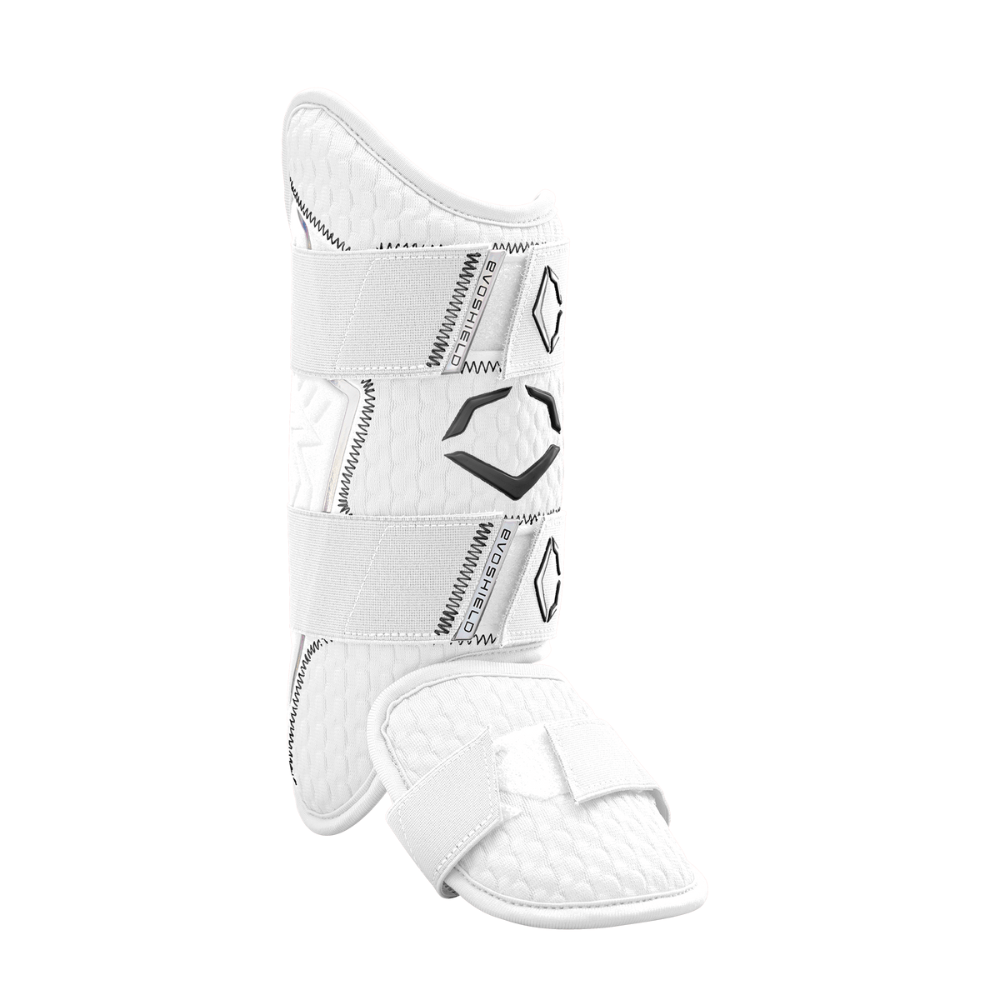 Evoshield PRO-SRZ 2.0 Batter's Leg Guard LHH in Sand color with iridescent accents and ergonomic design.