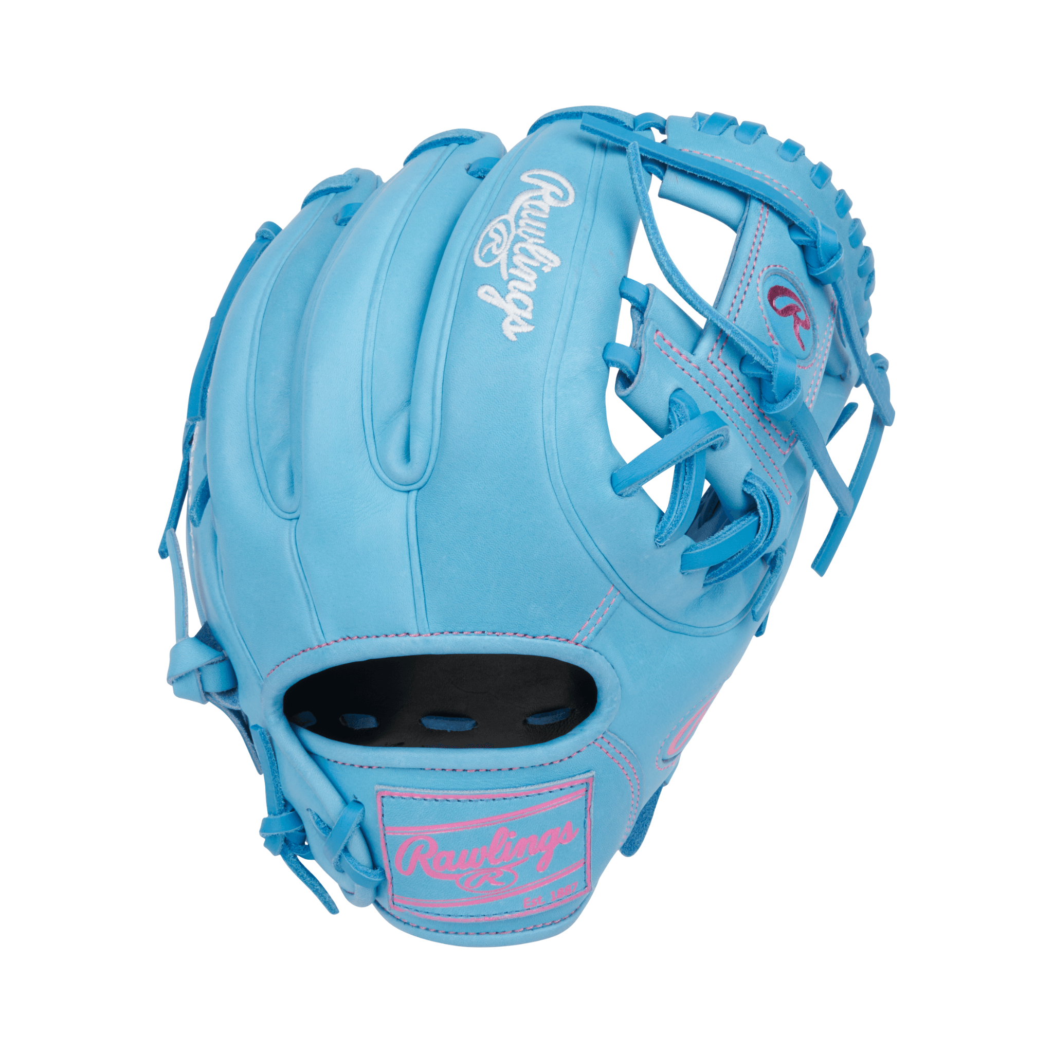 Rawlings Heart of the Hide 11.5" Infield Baseball Glove in Columbia Blue for enhanced performance and control.
