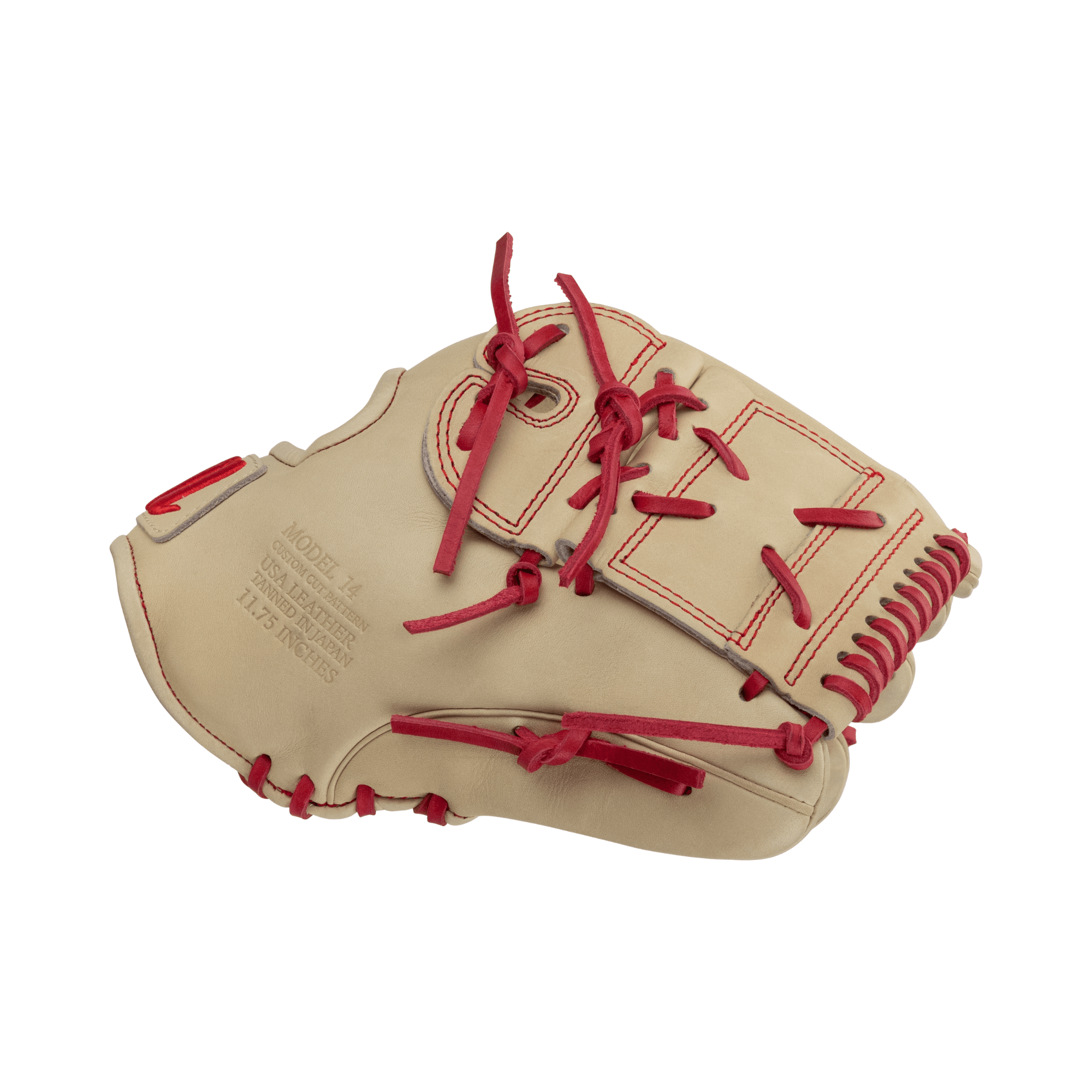 Marucci Capitol M Type 14K2 11.75" two-piece closed baseball glove showcasing premium leather and vibrant red lacing.
