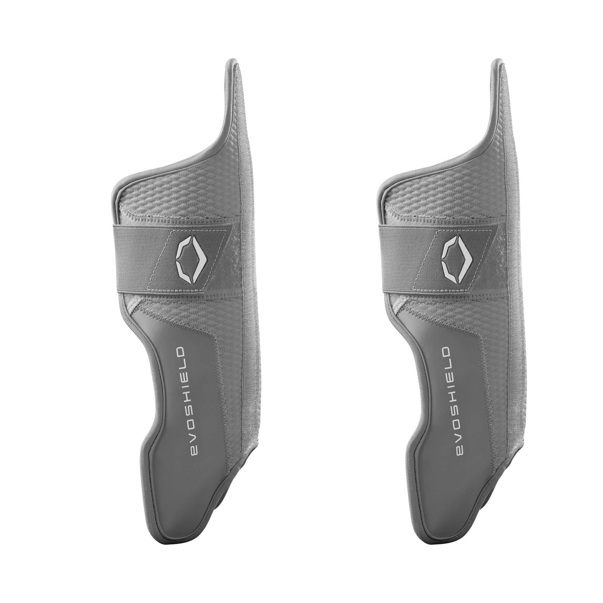 Evoshield Pro-SRZ 2.0 catcher's lower leg guards showcasing ergonomic design and Gel-to-Shell technology for ultimate protection.