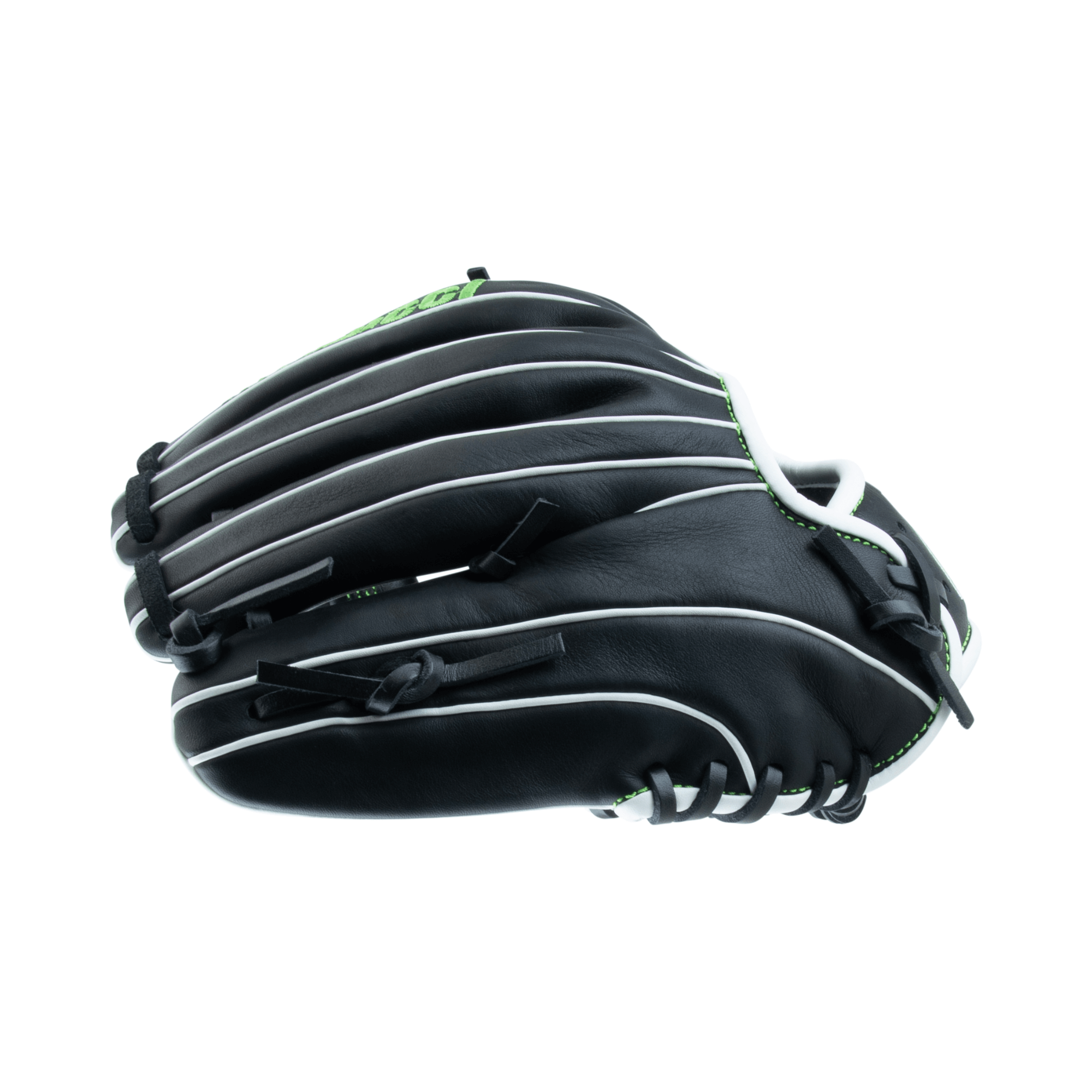 Detailed view of fingers, illustrating narrow-tapered hand stall for a secure fit and control in 41A7 Mitt.