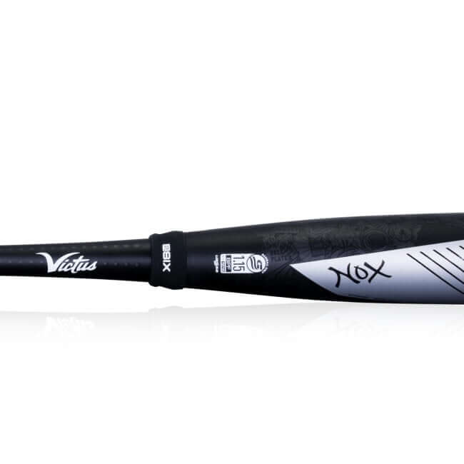Victus Nox Senior League baseball bat, end-loaded design, military-grade aluminum, carbon composite handle.