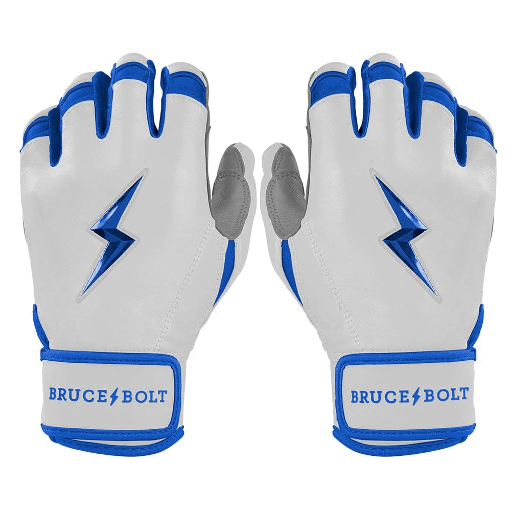 Bruce Bolt Youth Premium Pro Chrome Short Cuff Batting Gloves Royal