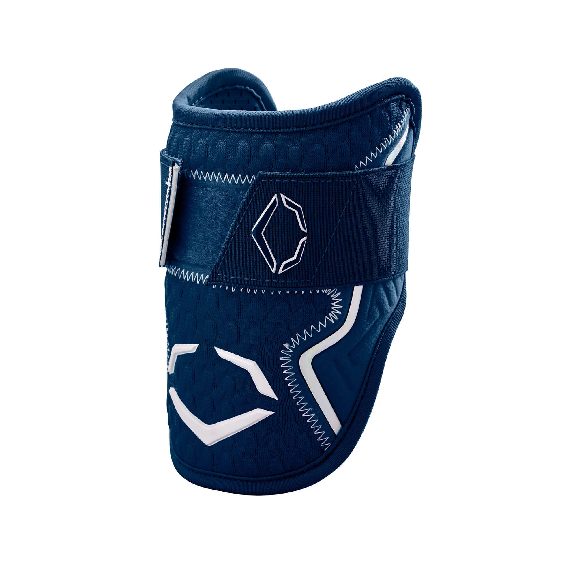 Navy Evoshield Pro-SRZ 2.0 Batter's Elbow Guard with Gel-to-Shell Technology for custom fit and increased coverage.