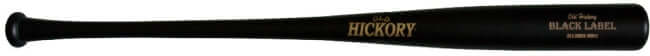 Old Hickory Black Label Bat in matte black, featuring a large 2.5 inch barrel, made from pro quality hard maple wood.